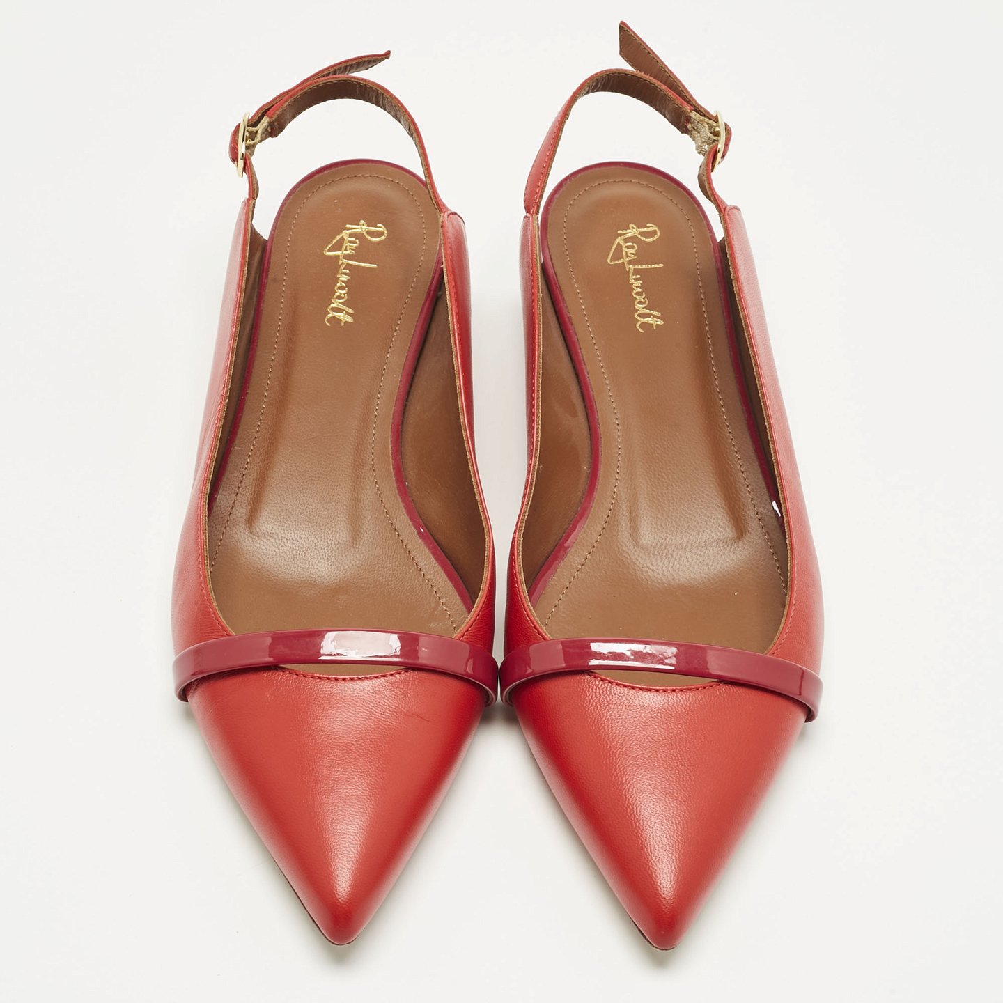 Red Leather Marion Luwolt Flat Slingback Sandals 2