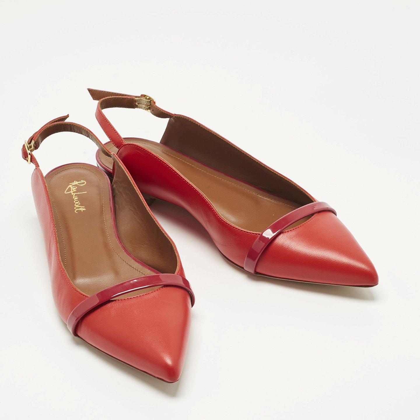 Red Leather Marion Luwolt Flat Slingback Sandals 3
