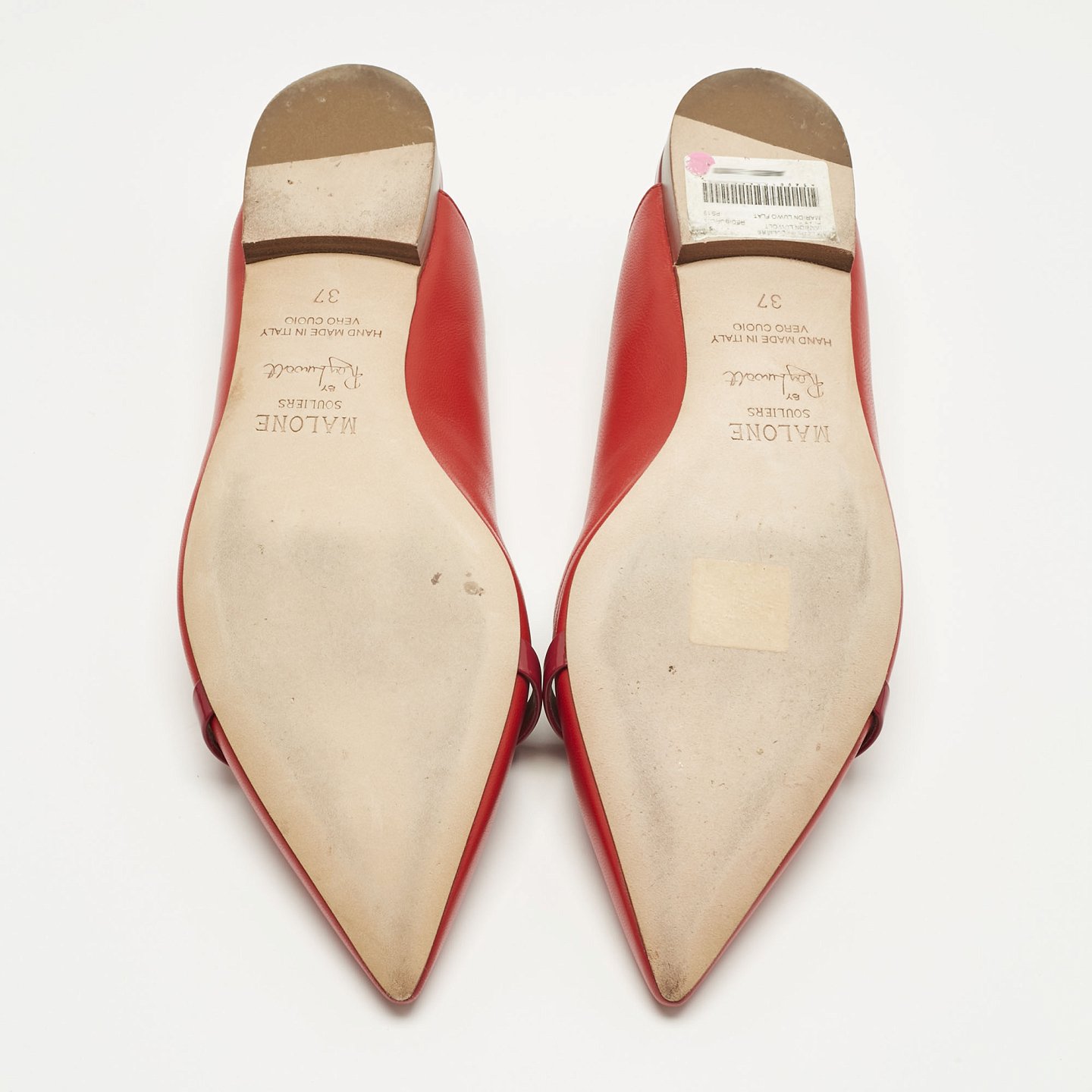 Red Leather Marion Luwolt Flat Slingback Sandals 6