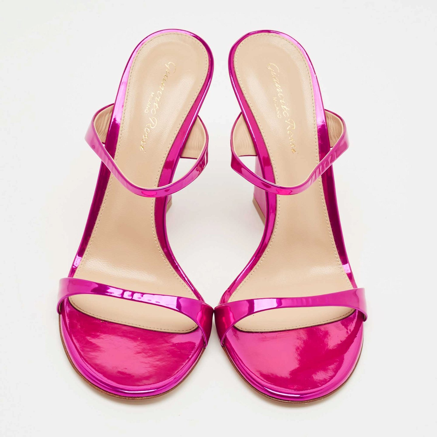 Aura Pink 38.5 Patent Leather Slide Sandals 3
