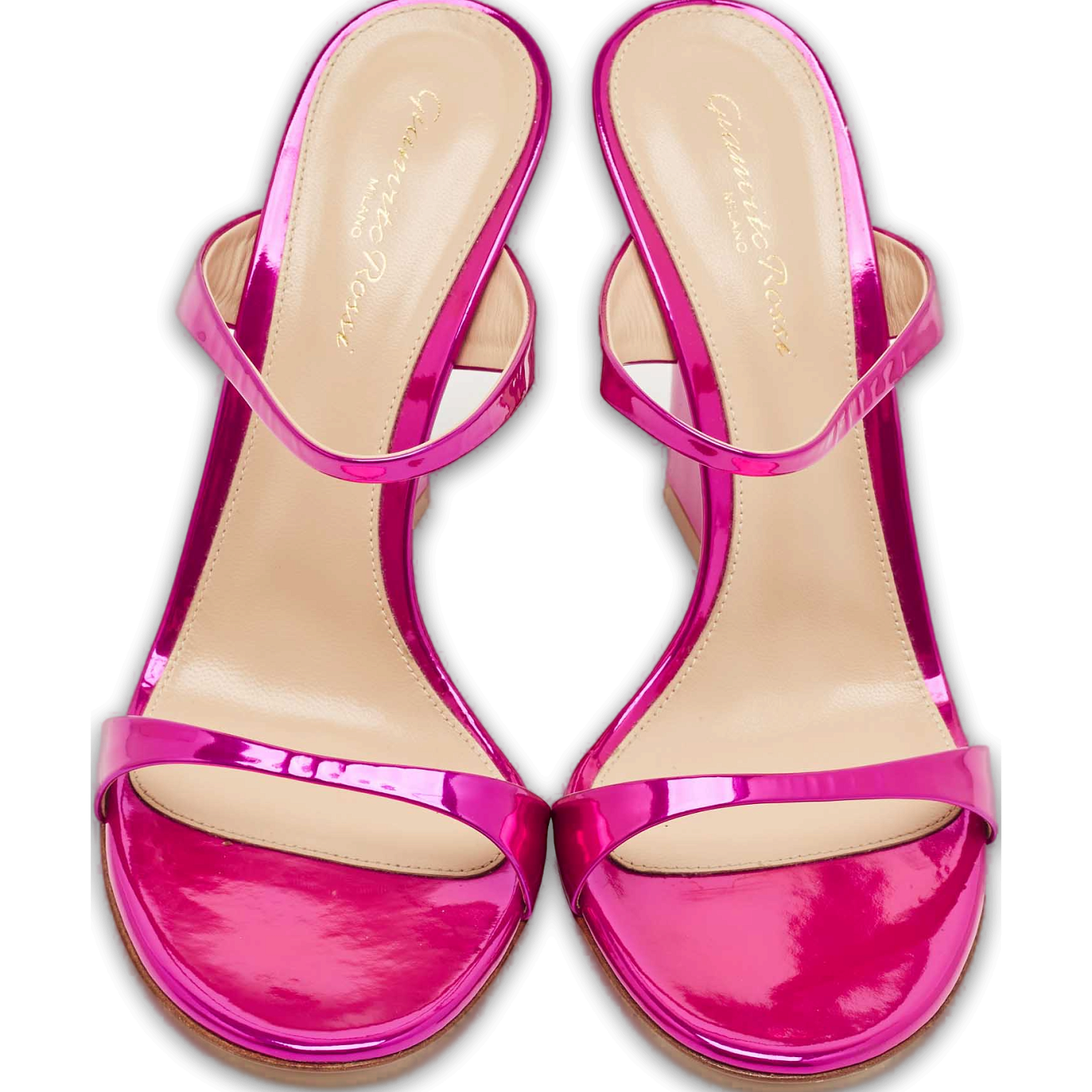 Aura Pink 38.5 Patent Leather Slide Sandals 0
