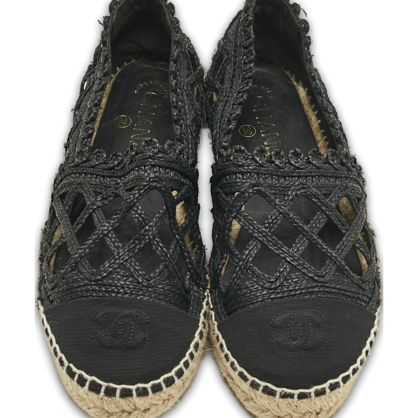 Black Canvas and Straw CC Espadrille Flats 0