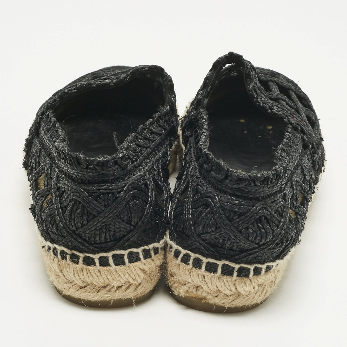 Black Canvas and Straw CC Espadrille Flats 6