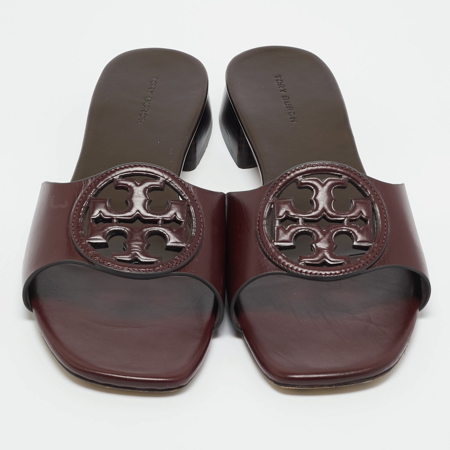 Burgundy Leather Miller Flat Slide 6