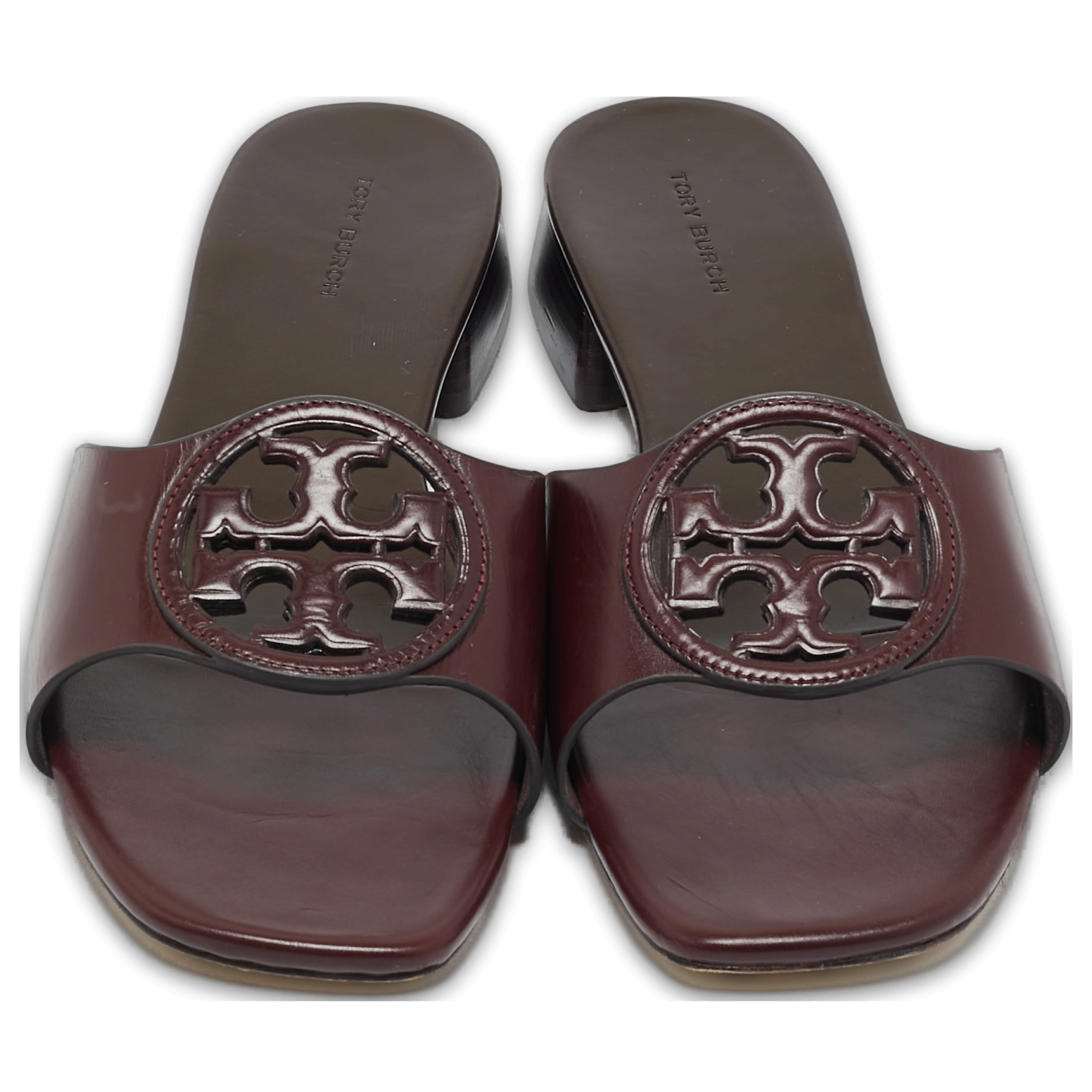 Burgundy Leather Miller Flat Slide 0