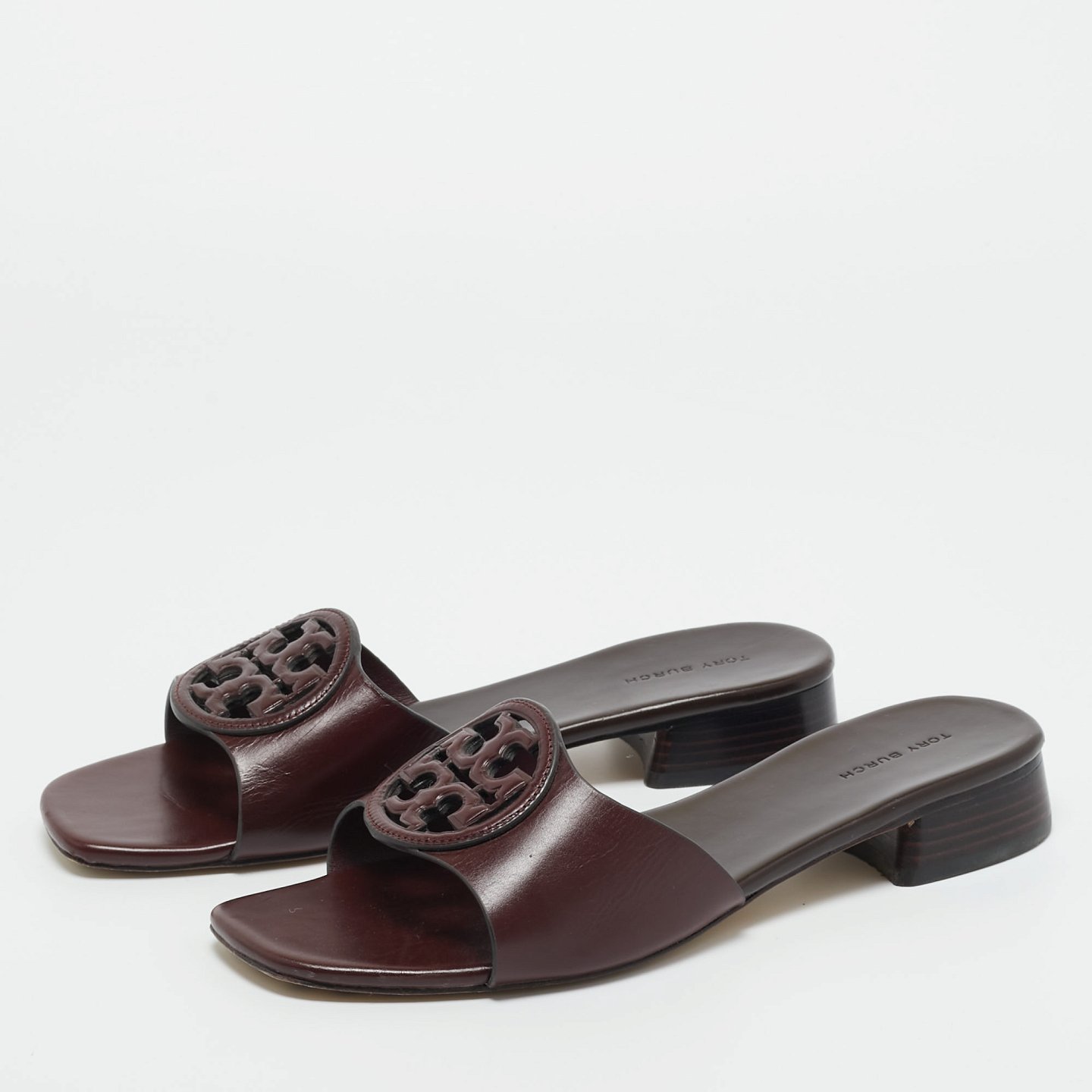 Burgundy Leather Miller Flat Slide 7