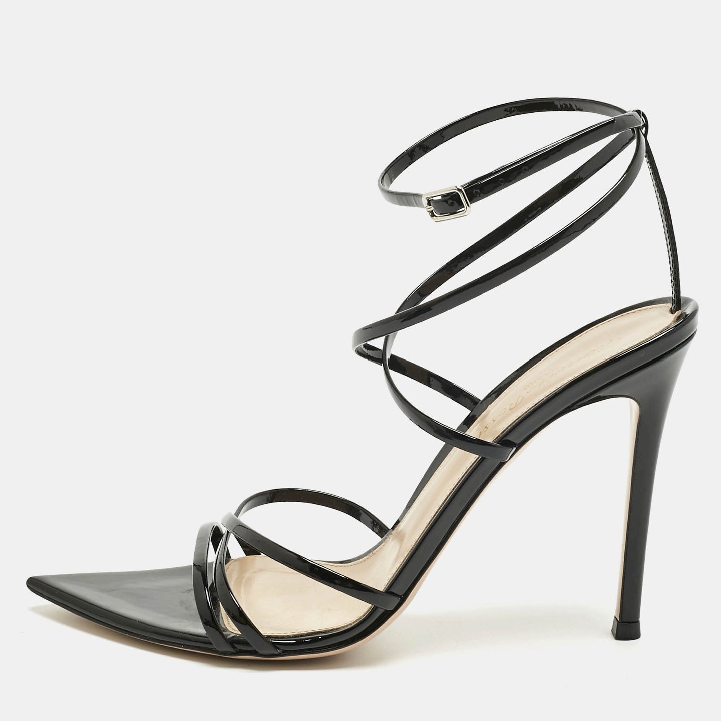 Black Patent Leather Kim Ankle Strap Sandals 1