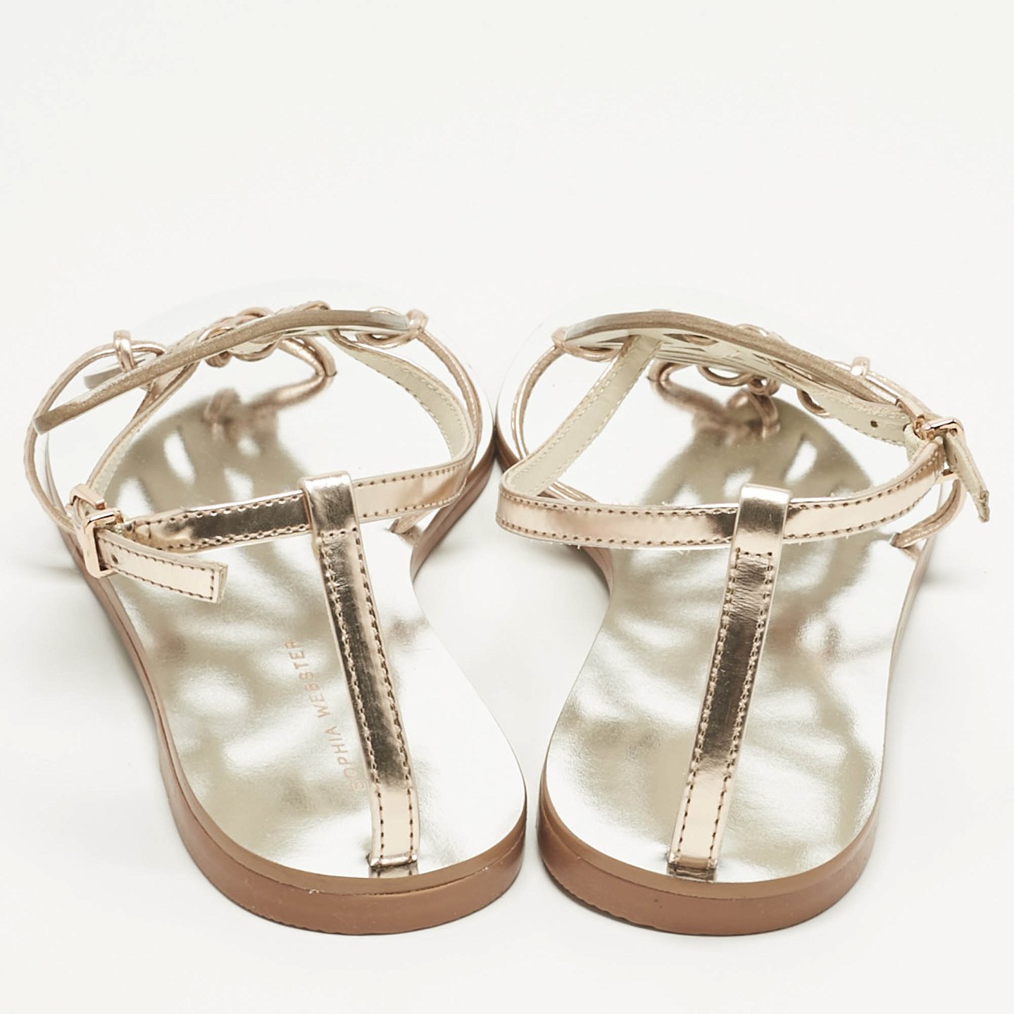 Gold Leather Butterfly Ankle Strap Slingback Flats 3