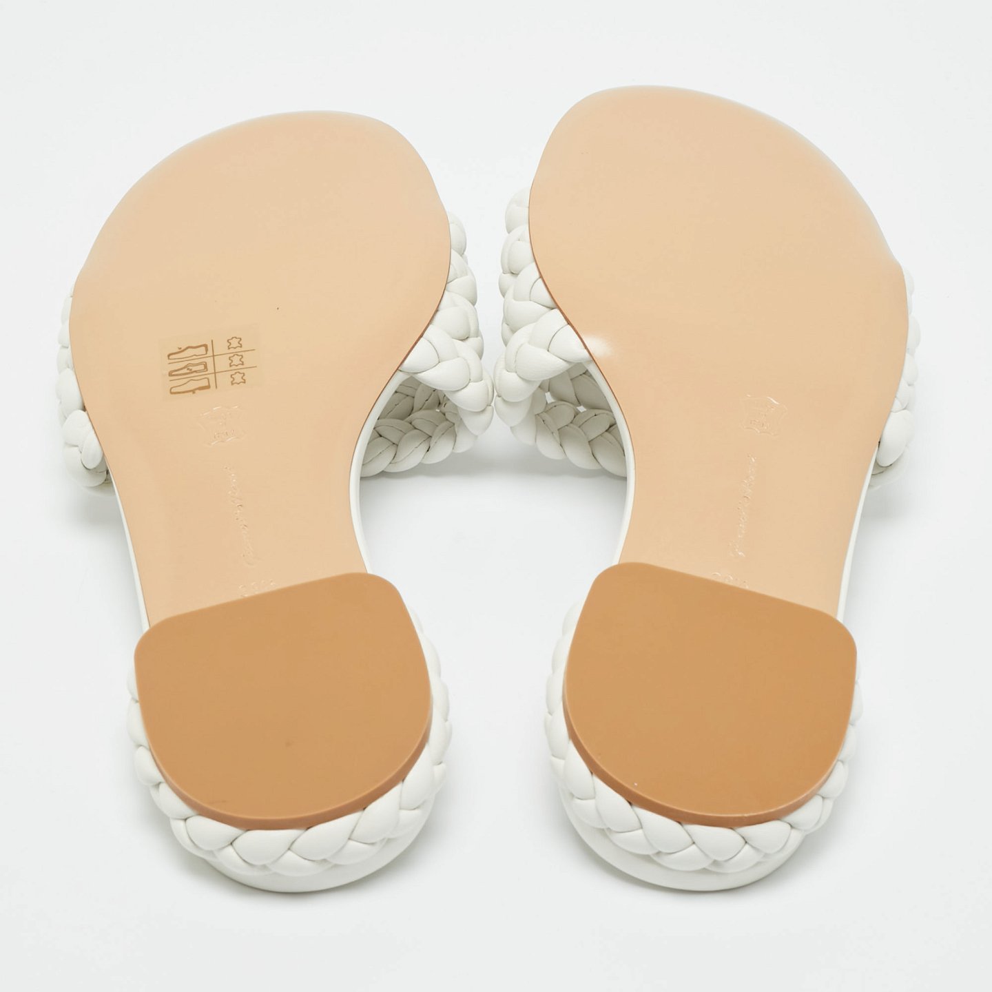 White Braided Leather Flat Slides 3