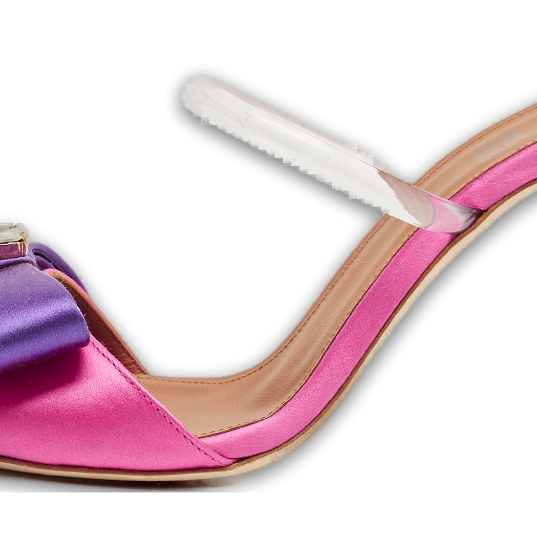 Pink/Purple Satin Emily Bow Slide Sandals 0