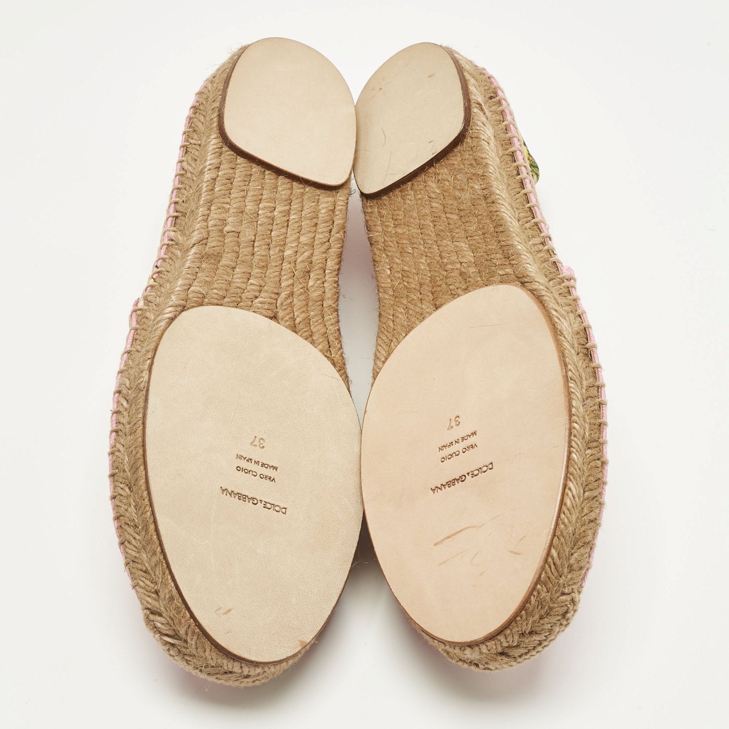 Pink/Yellow Pineapple Print Brocade Espadrilles Flats 7