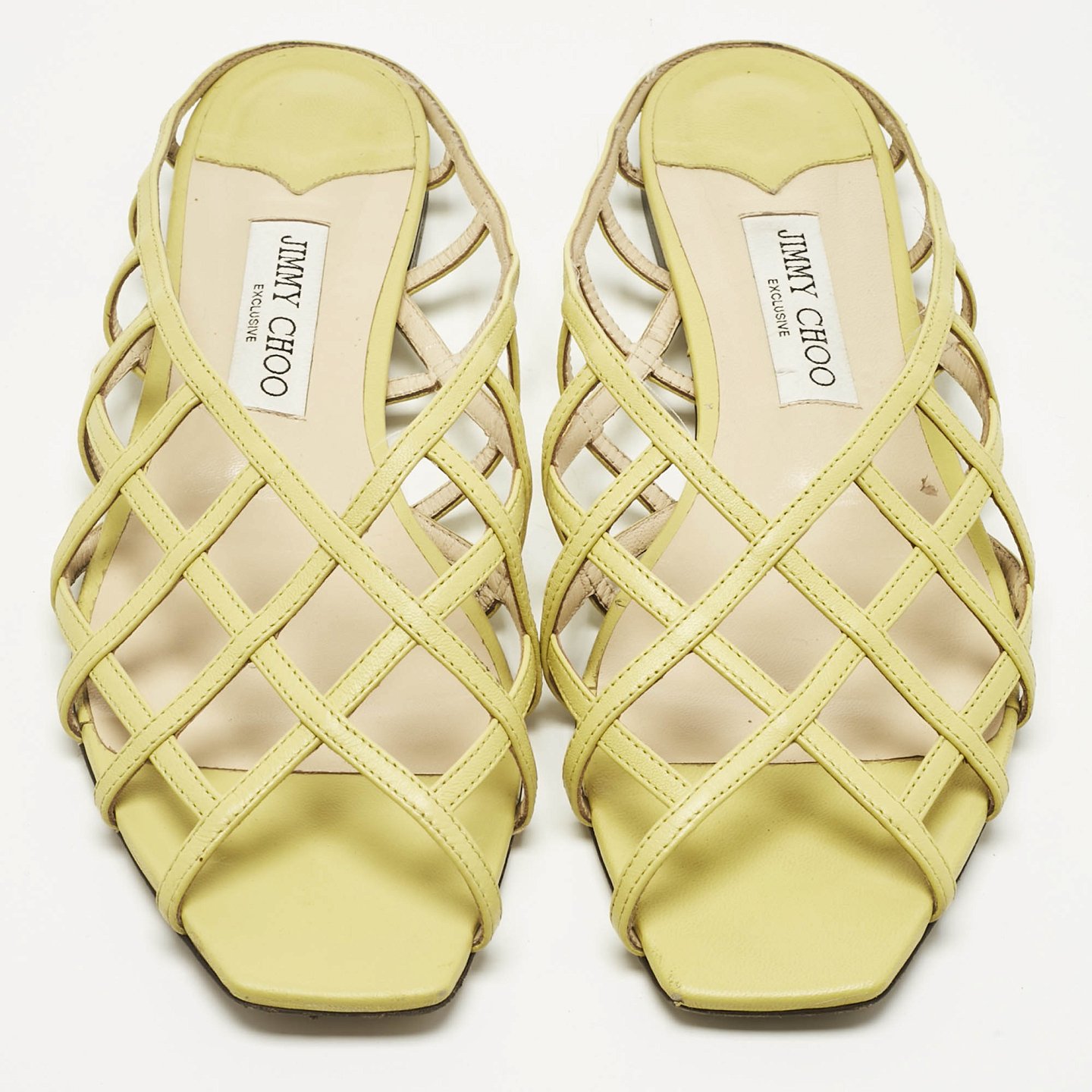 Jimmy Choo Green Leather Sai Flat Slide Size 40.5 5