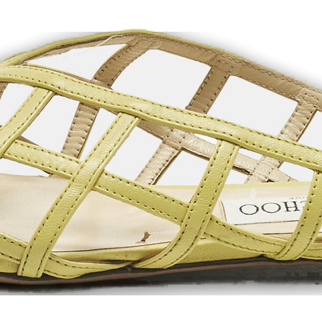 Jimmy Choo Green Leather Sai Flat Slide Size 40.5 0