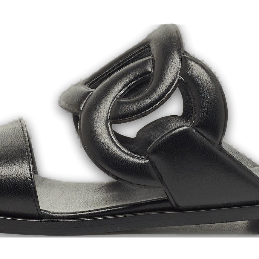 Black Leather Lagune Flat Slide 3