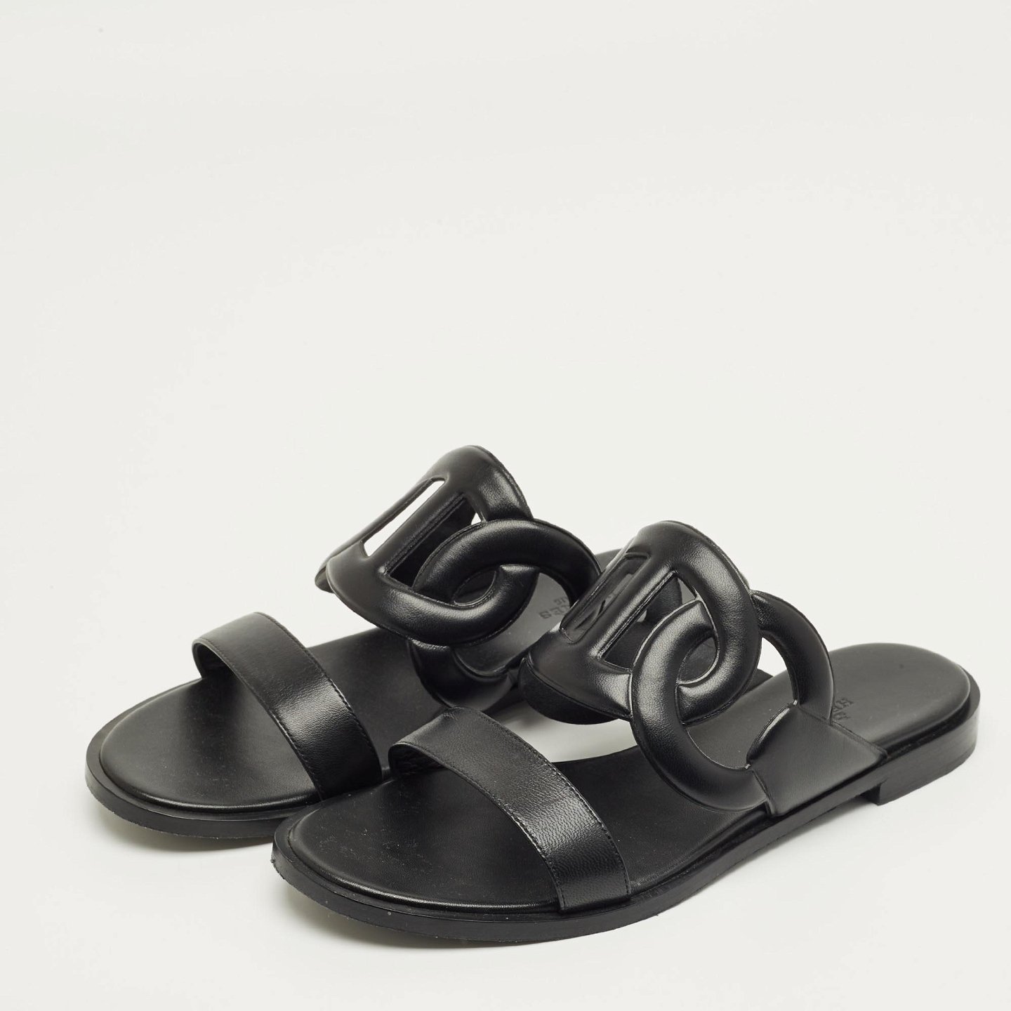 Black Leather Lagune Flat Slide 4