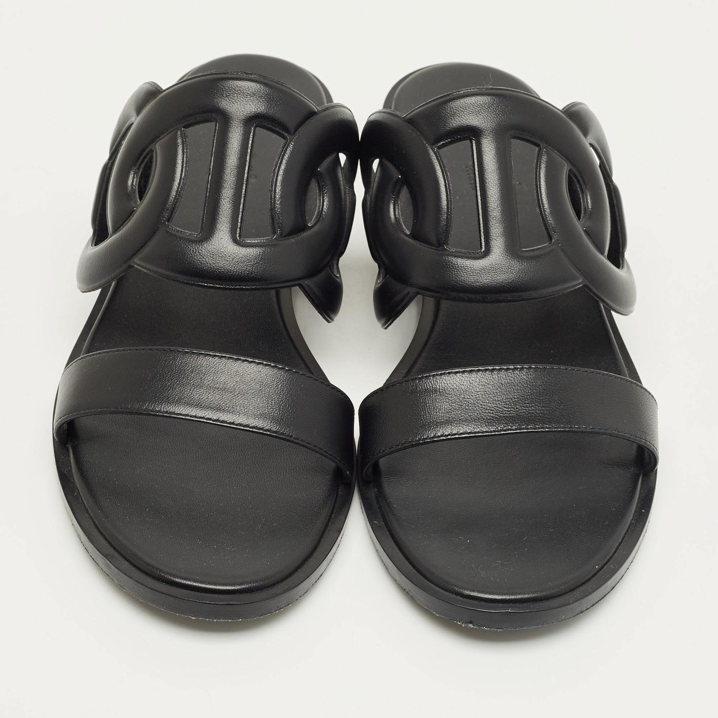 Black Leather Lagune Flat Slide 5