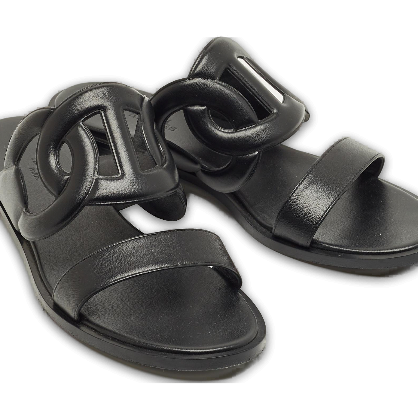 Black Leather Lagune Flat Slide 0