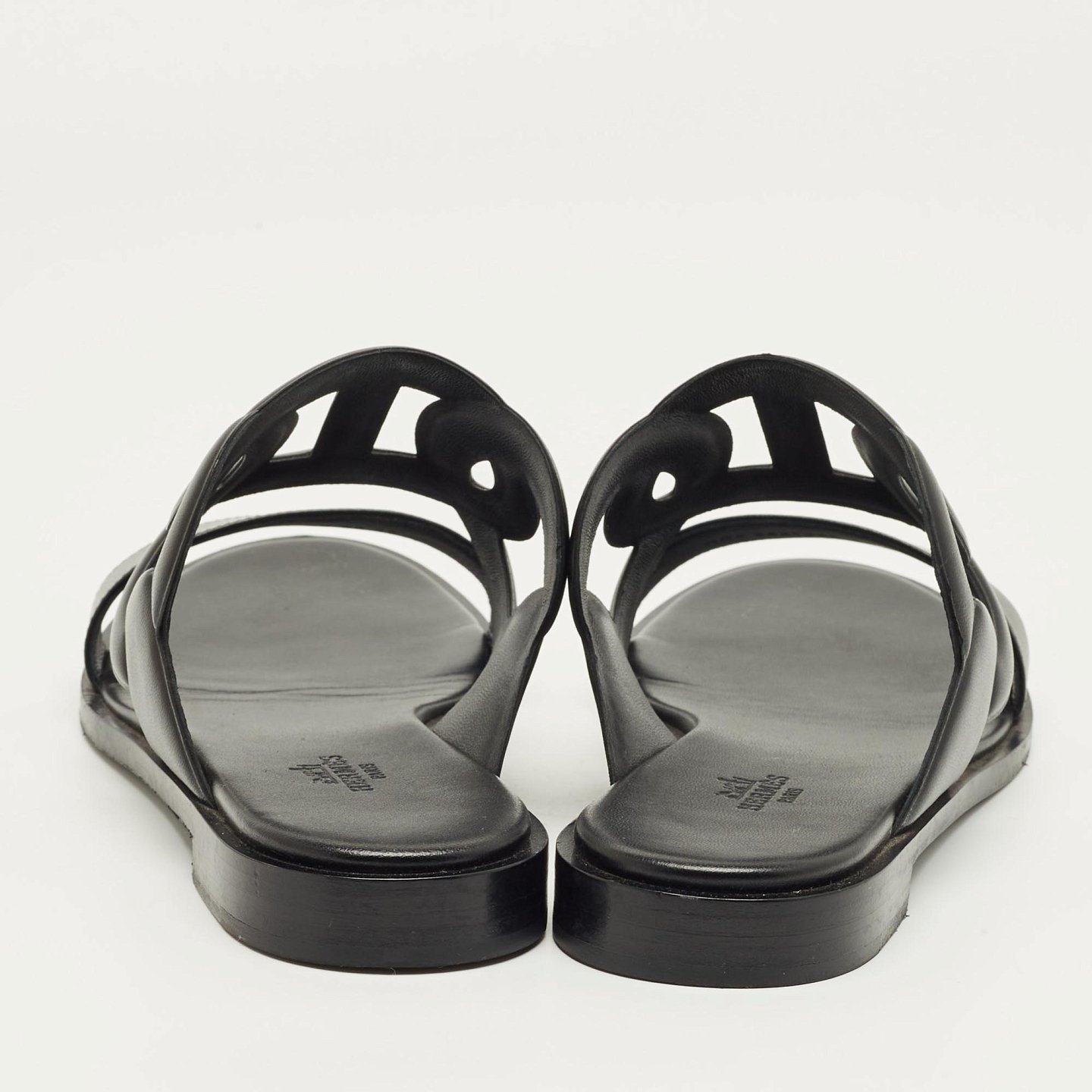 Black Leather Lagune Flat Slide 7