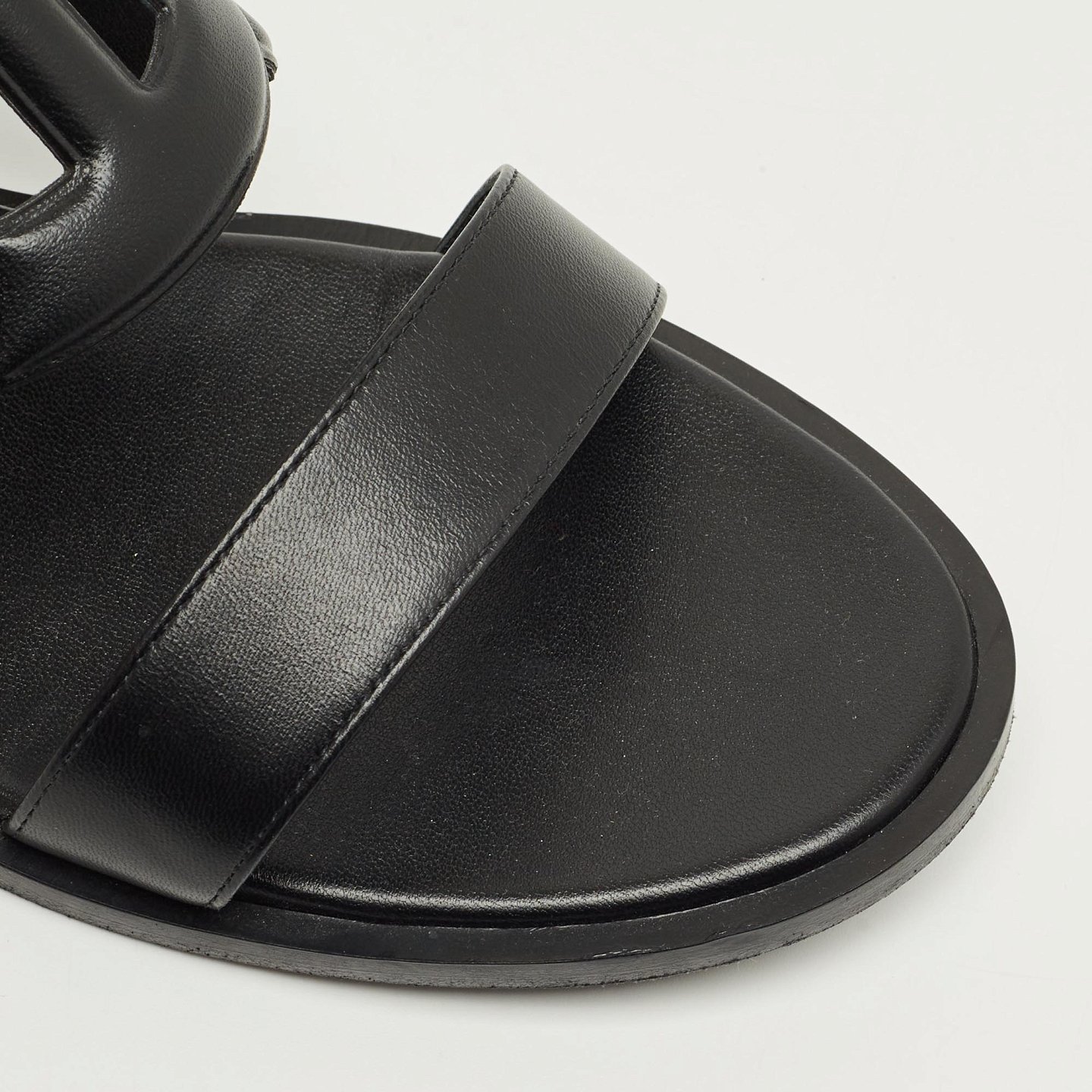 Black Leather Lagune Flat Slide 9