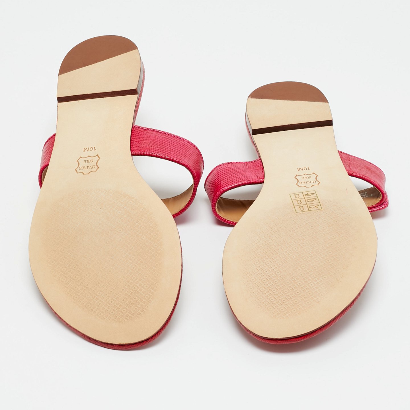 Kira Pink/Orange Lizard Embossed Leather Thong Flat Sandals 1