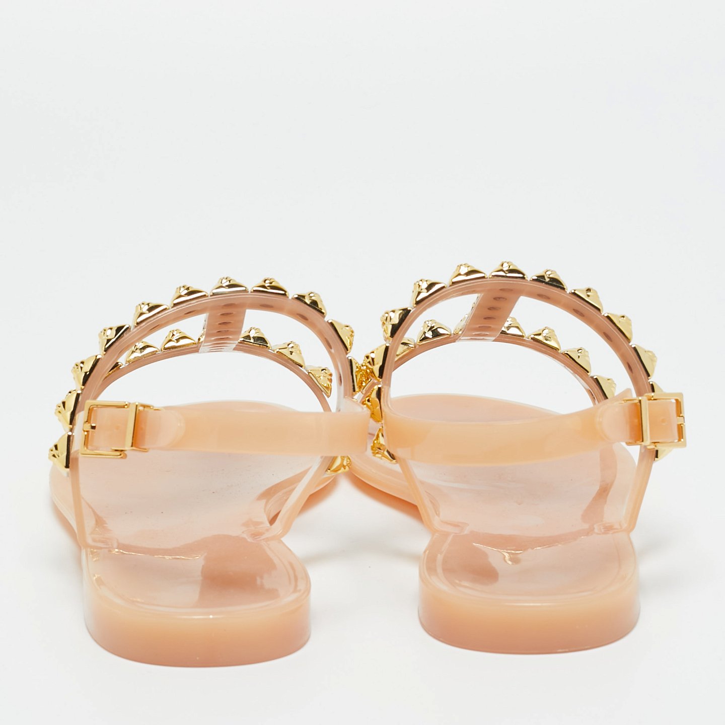 Beige Jelly Rose Studded Flat Sandals 4