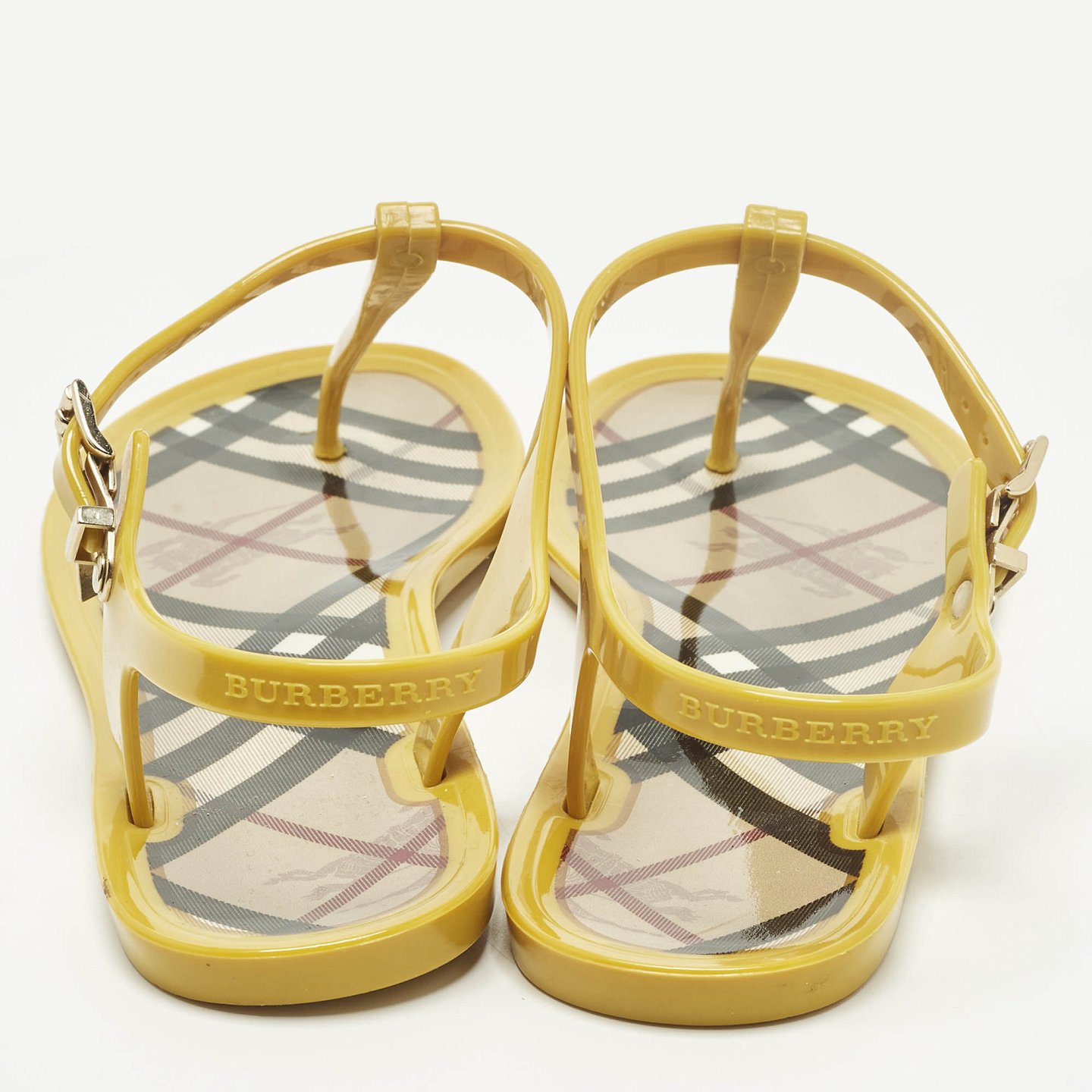 Yellow Jelly Thong Flat Sandals 5