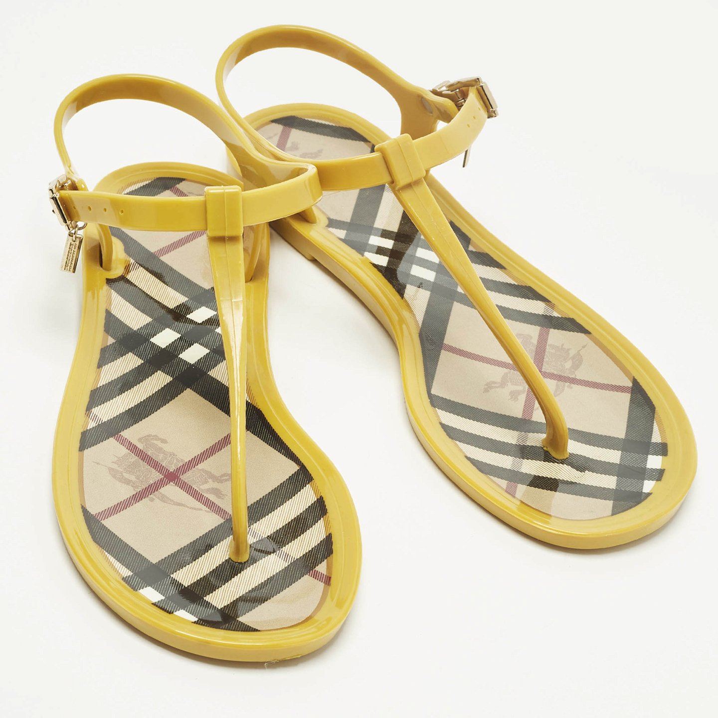 Yellow Jelly Thong Flat Sandals 6
