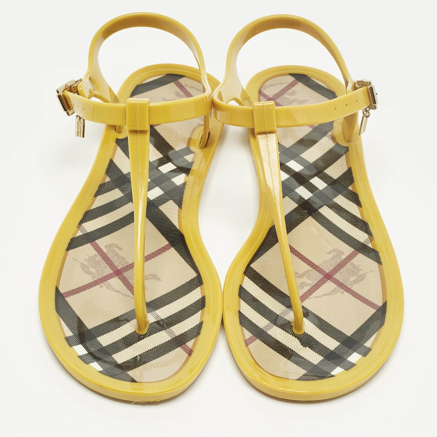 Yellow Jelly Thong Flat Sandals 7
