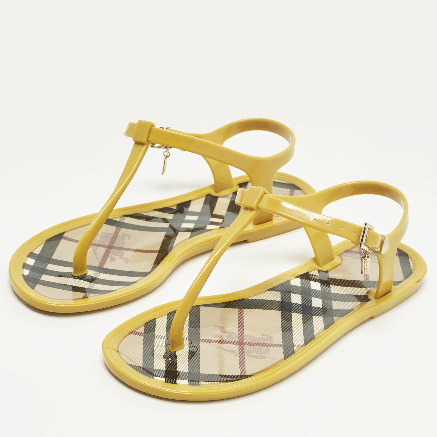 Yellow Jelly Thong Flat Sandals 8