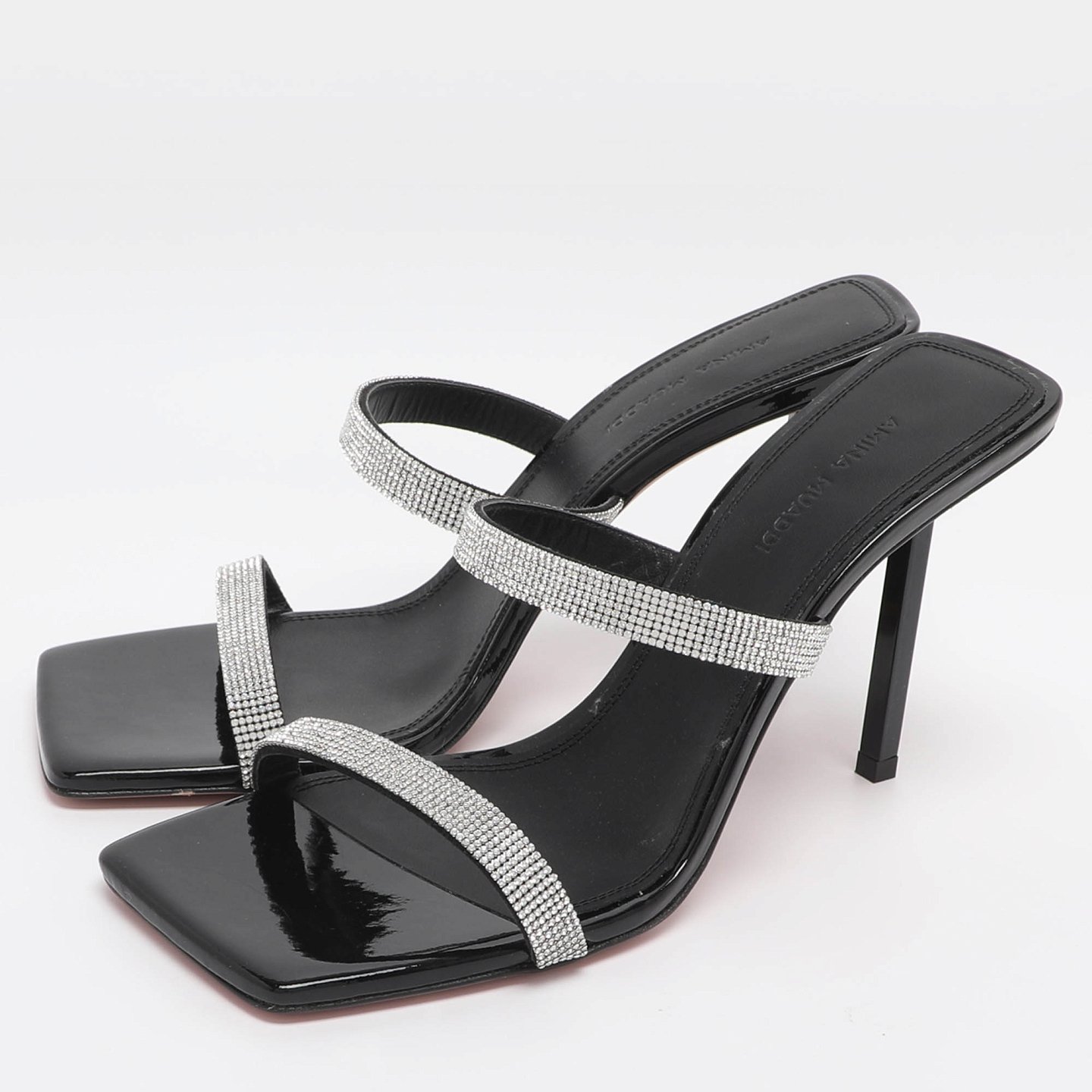 Silver/Black Glitter Slide Sandals 2