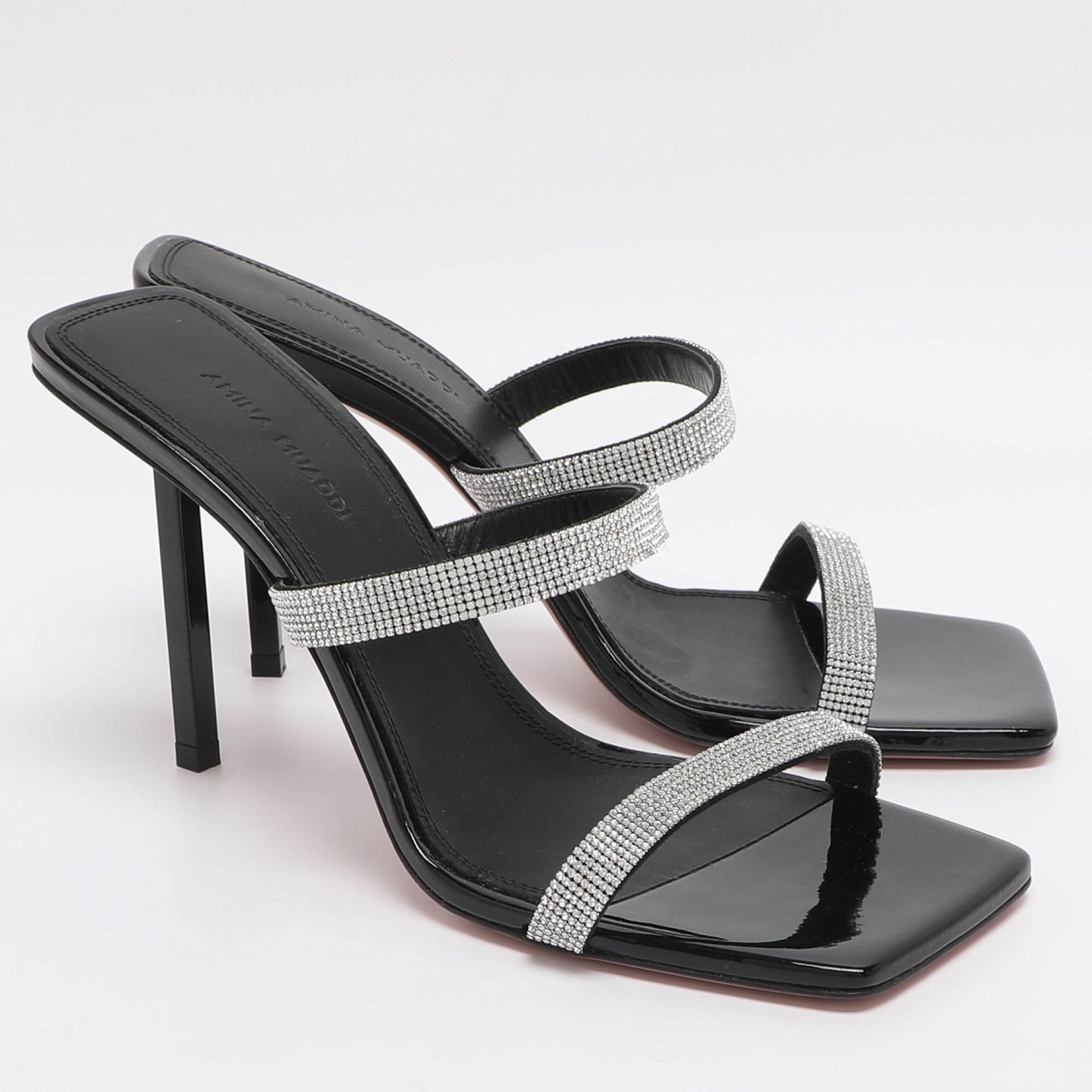 Silver/Black Glitter Slide Sandals 4