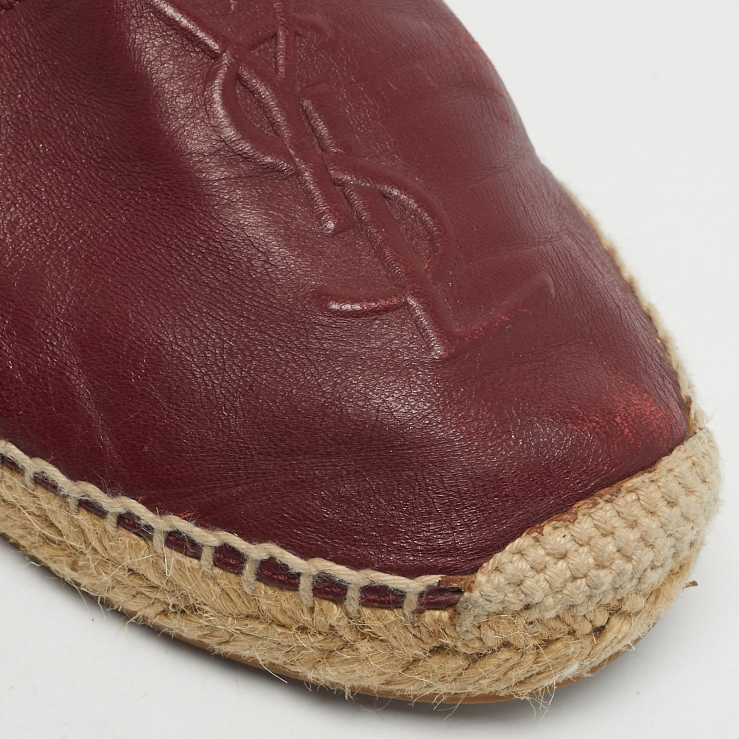 Burgundy Leather Espadrille Flats 2