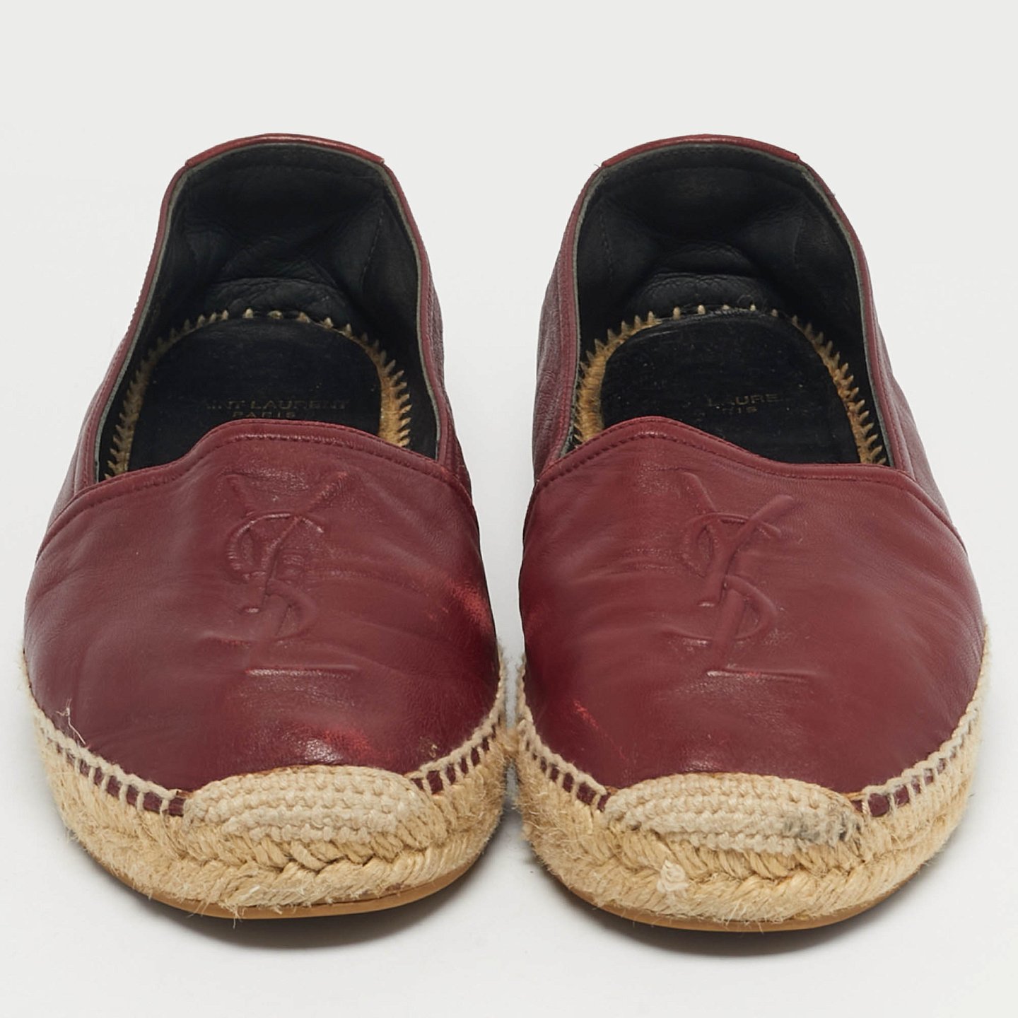Burgundy Leather Espadrille Flats 3