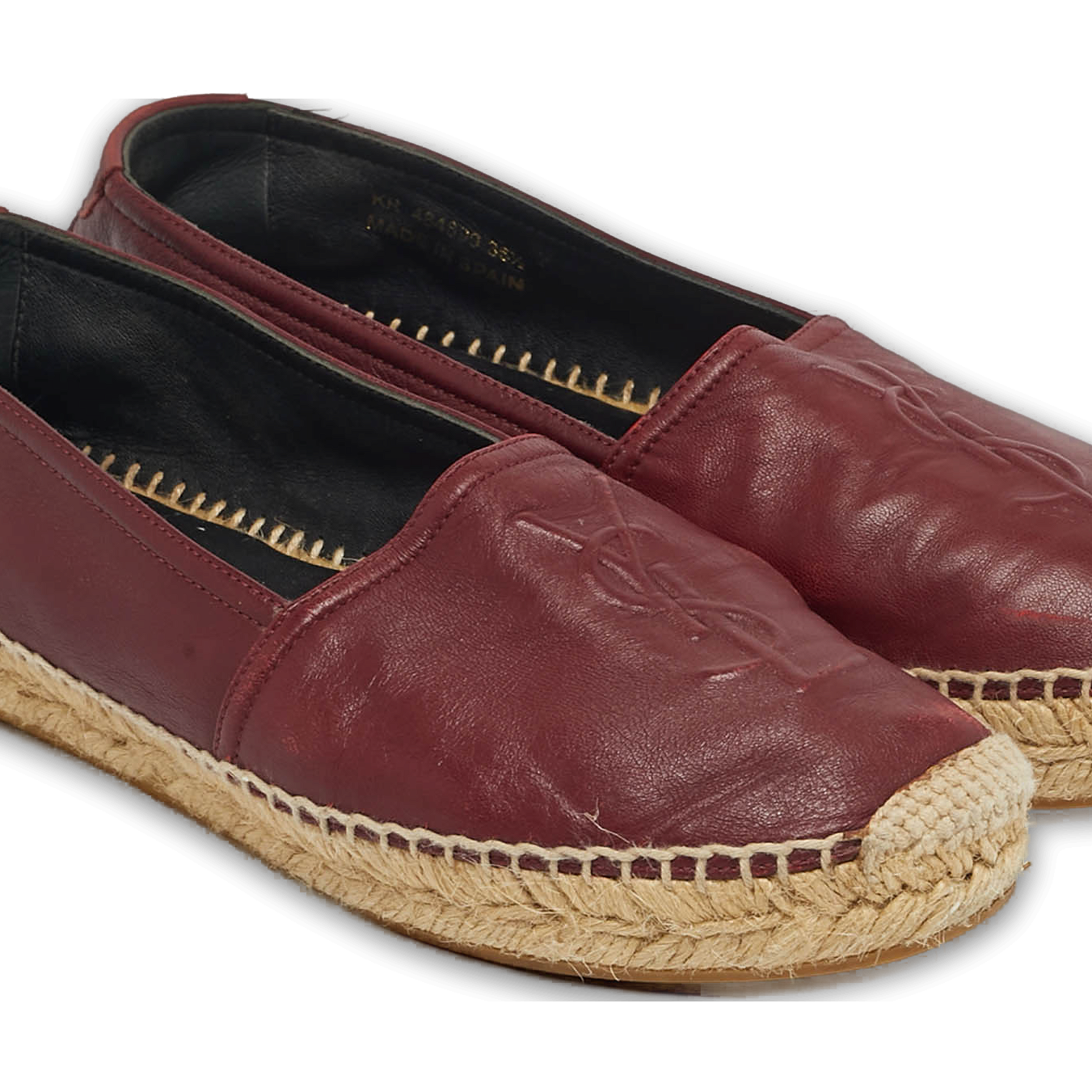 Burgundy Leather Espadrille Flats 0