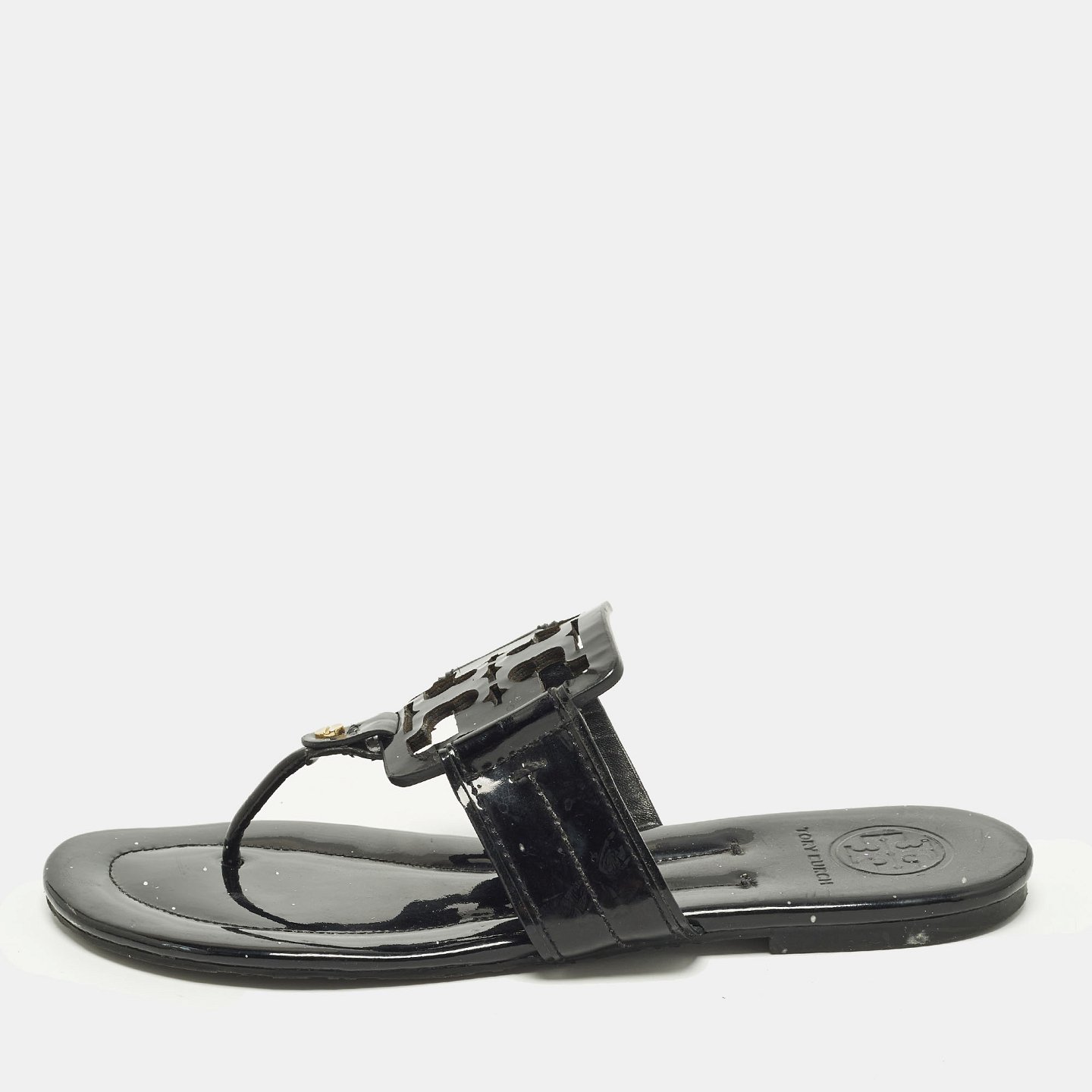 Miller Black Patent Leather Thong Flats 8