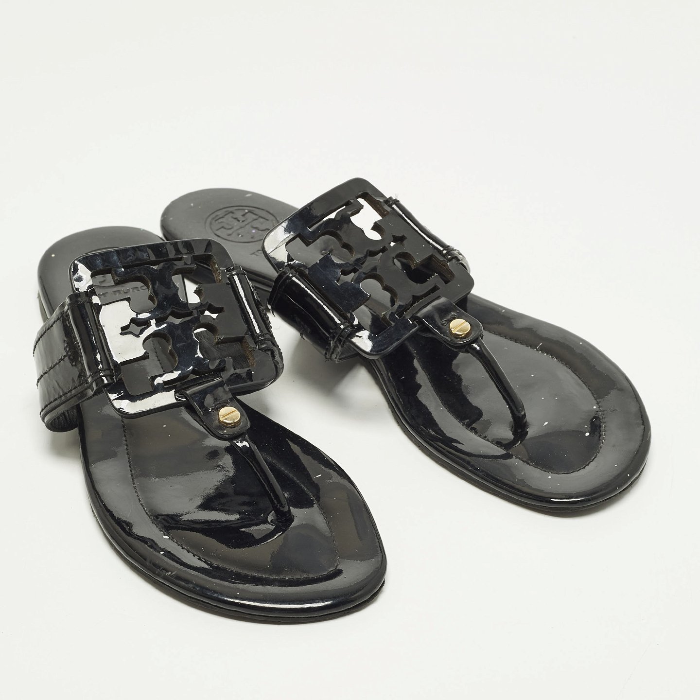 Miller Black Patent Leather Thong Flats 3