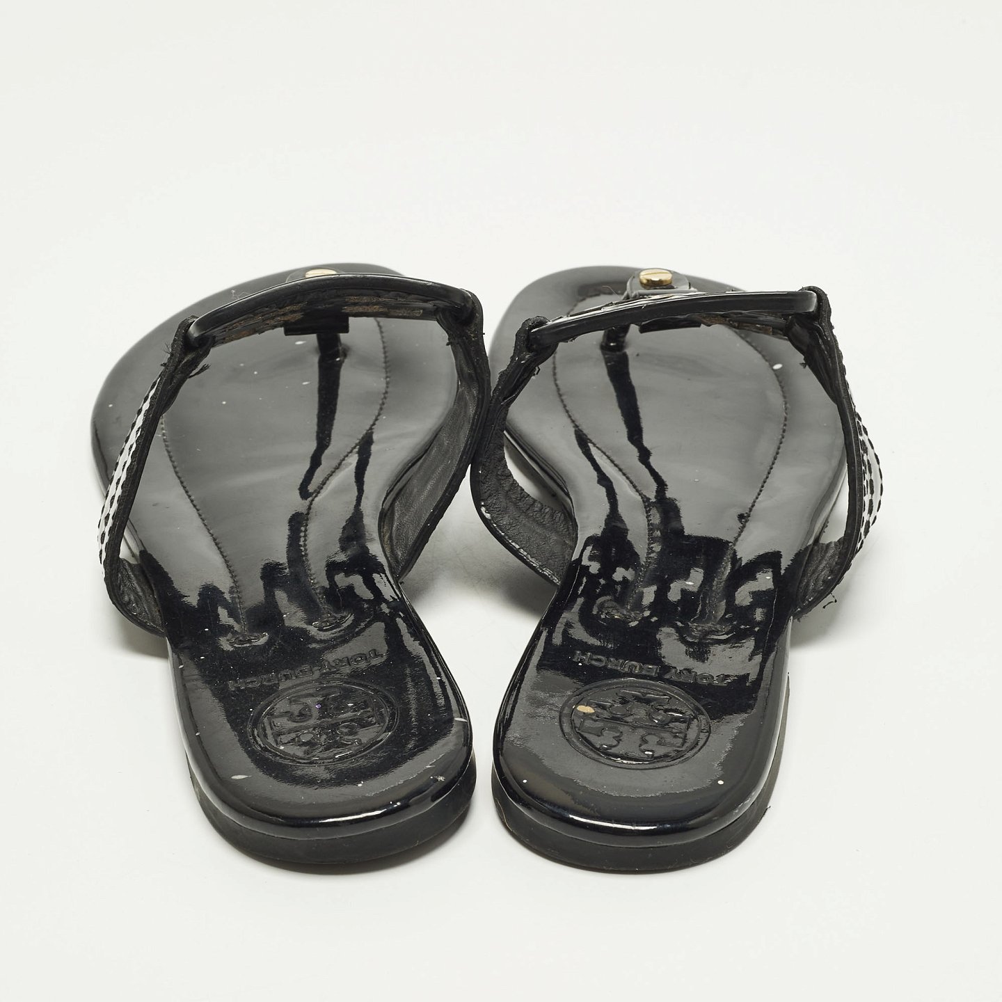 Miller Black Patent Leather Thong Flats 4