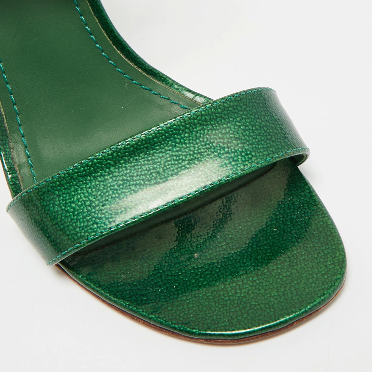 Green Patent Leather Ankle Wrap Sandals 3