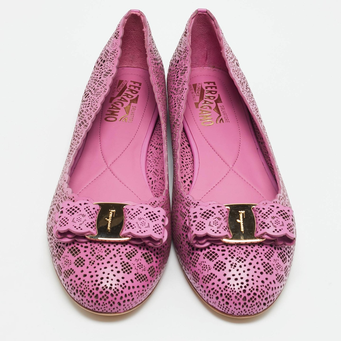 Vara Purple Leather Ballet Flats 1