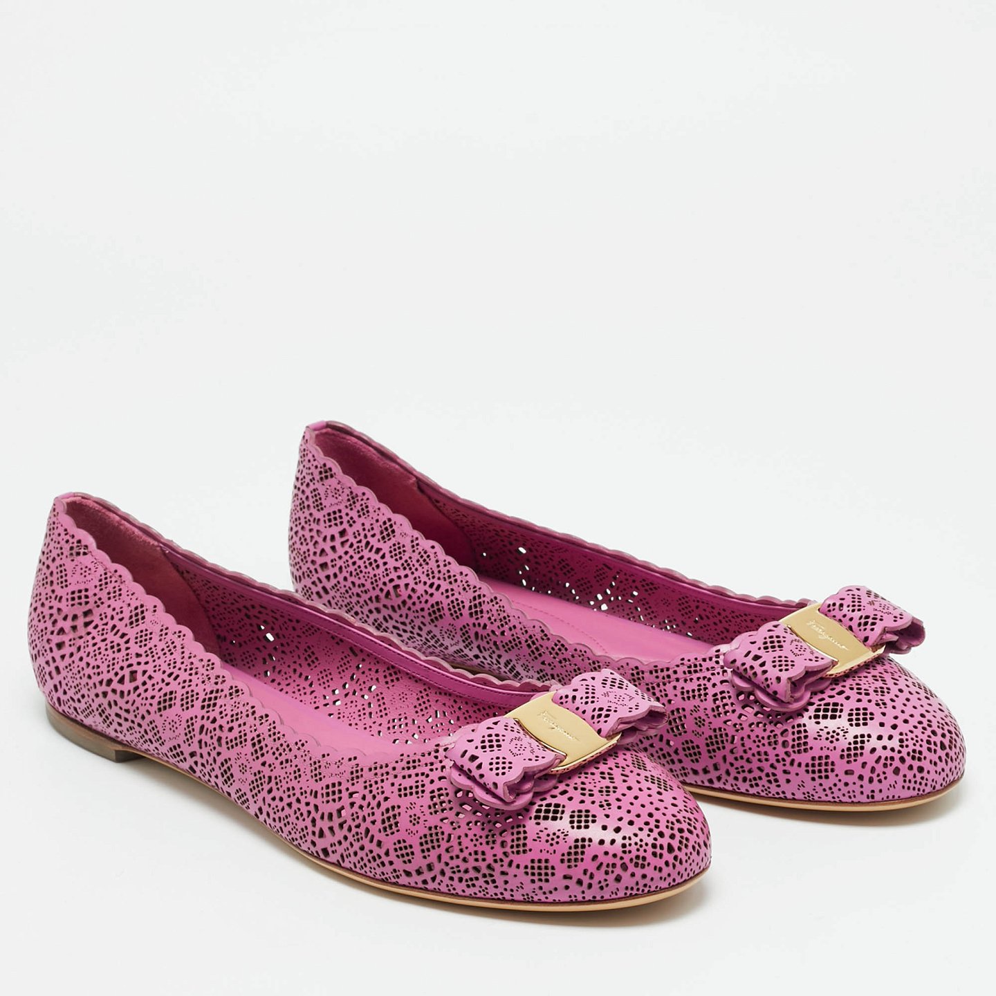 Vara Purple Leather Ballet Flats 3