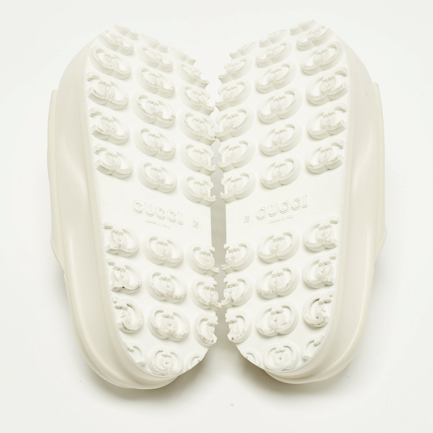 GG Beige Rubber Platform Slide Sandals 3