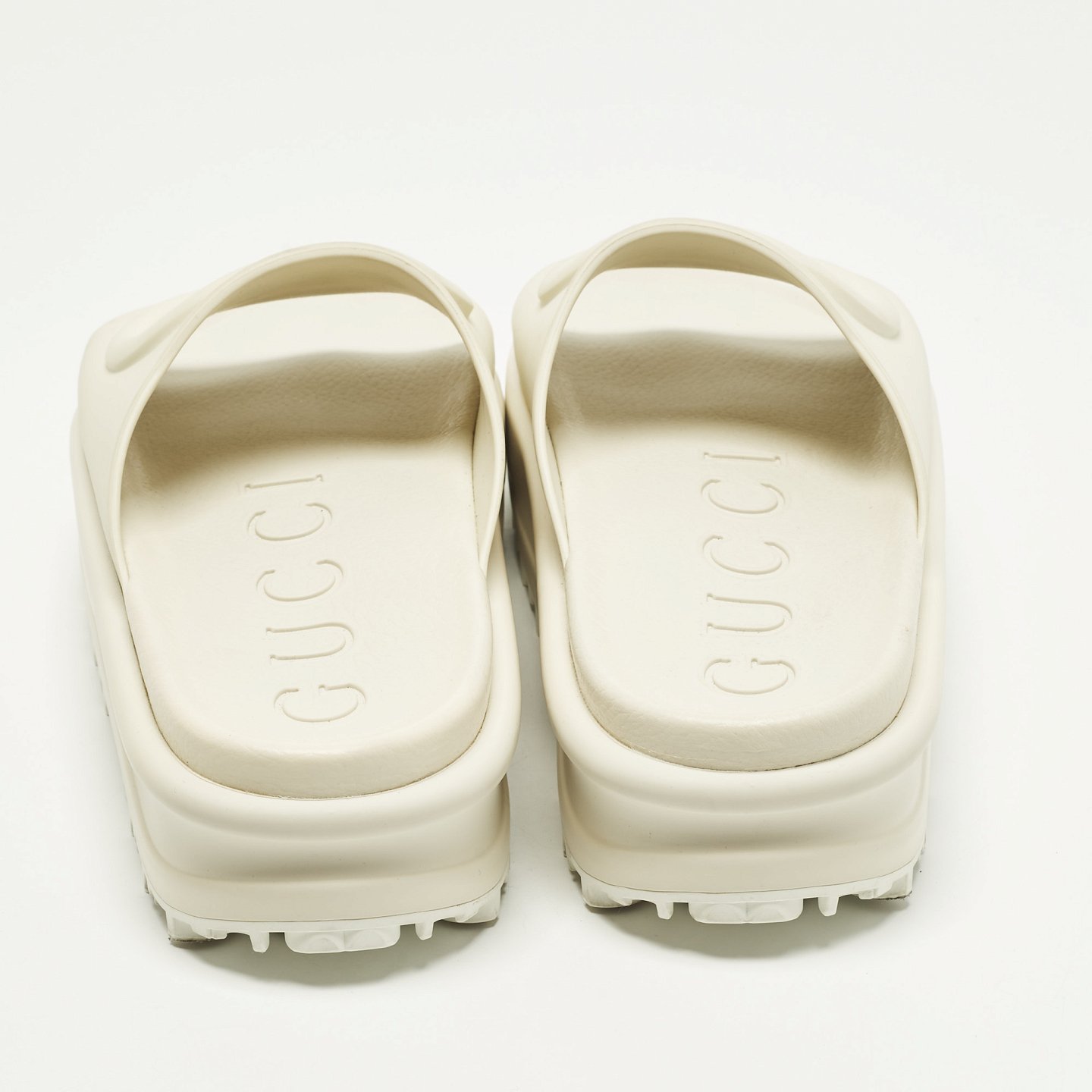 GG Beige Rubber Platform Slide Sandals 7