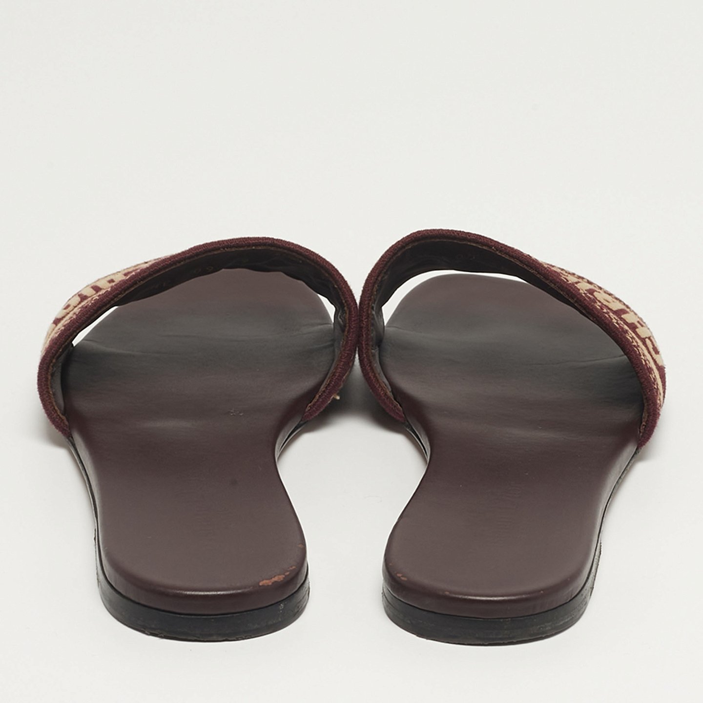 Dway Burgundy/Beige Canvas Flat Sandals 7