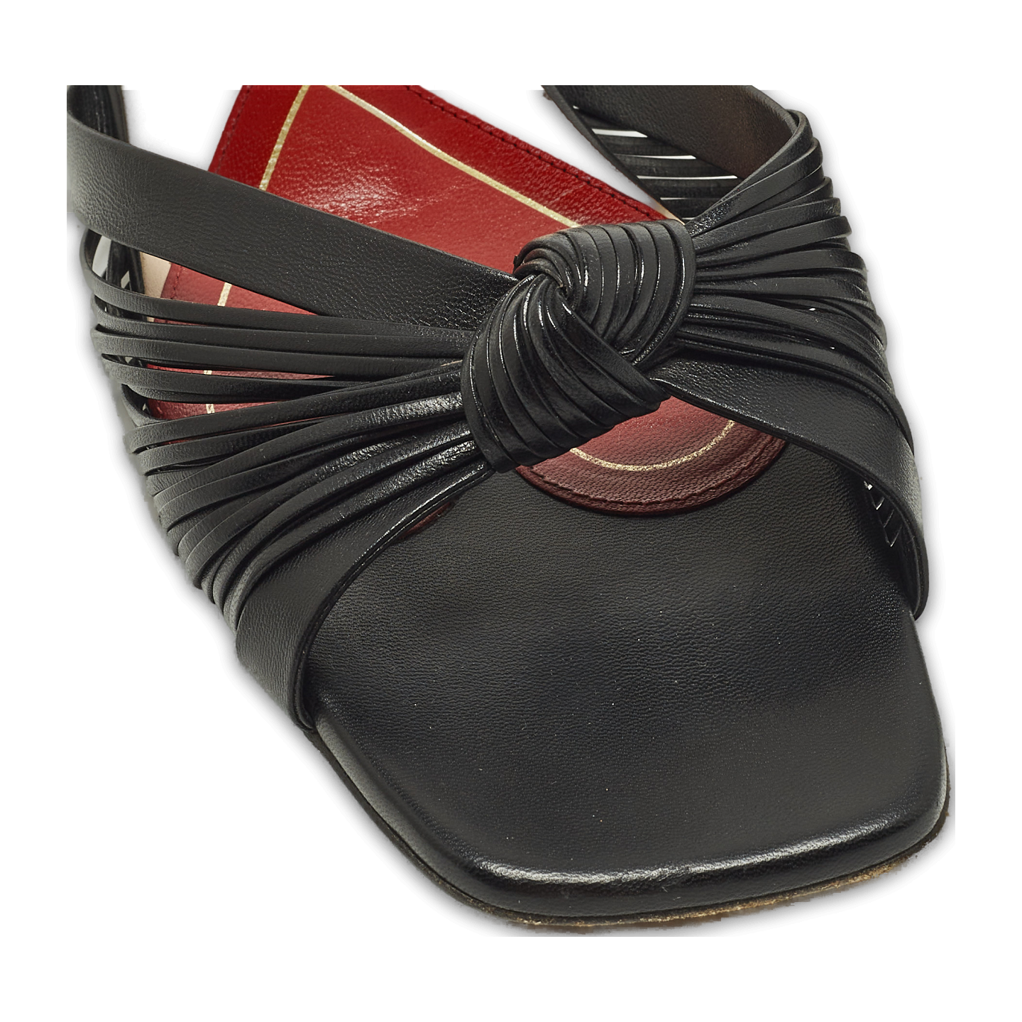 Black Leather knot Detail Flat Slide 8