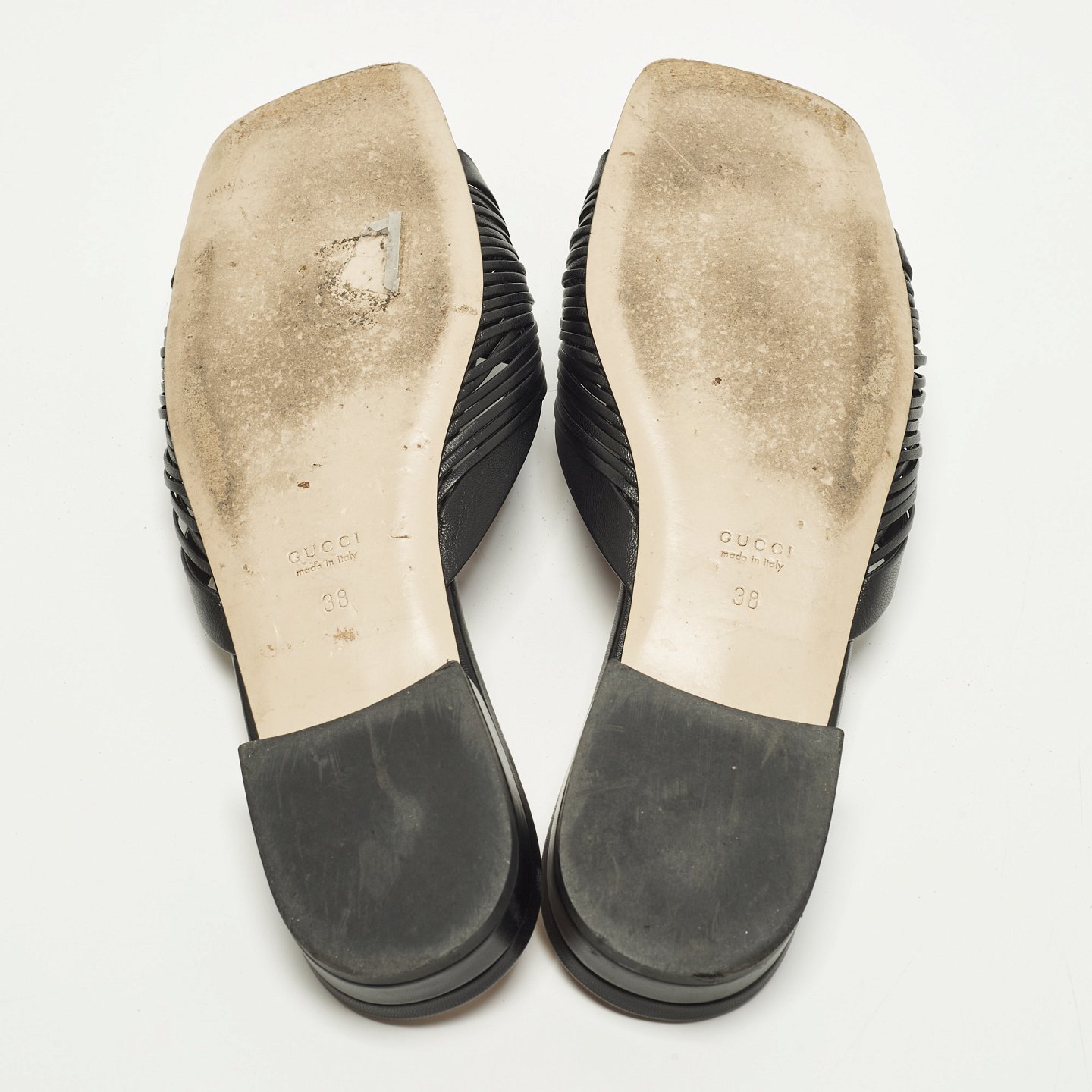 Black Leather knot Detail Flat Slide 9