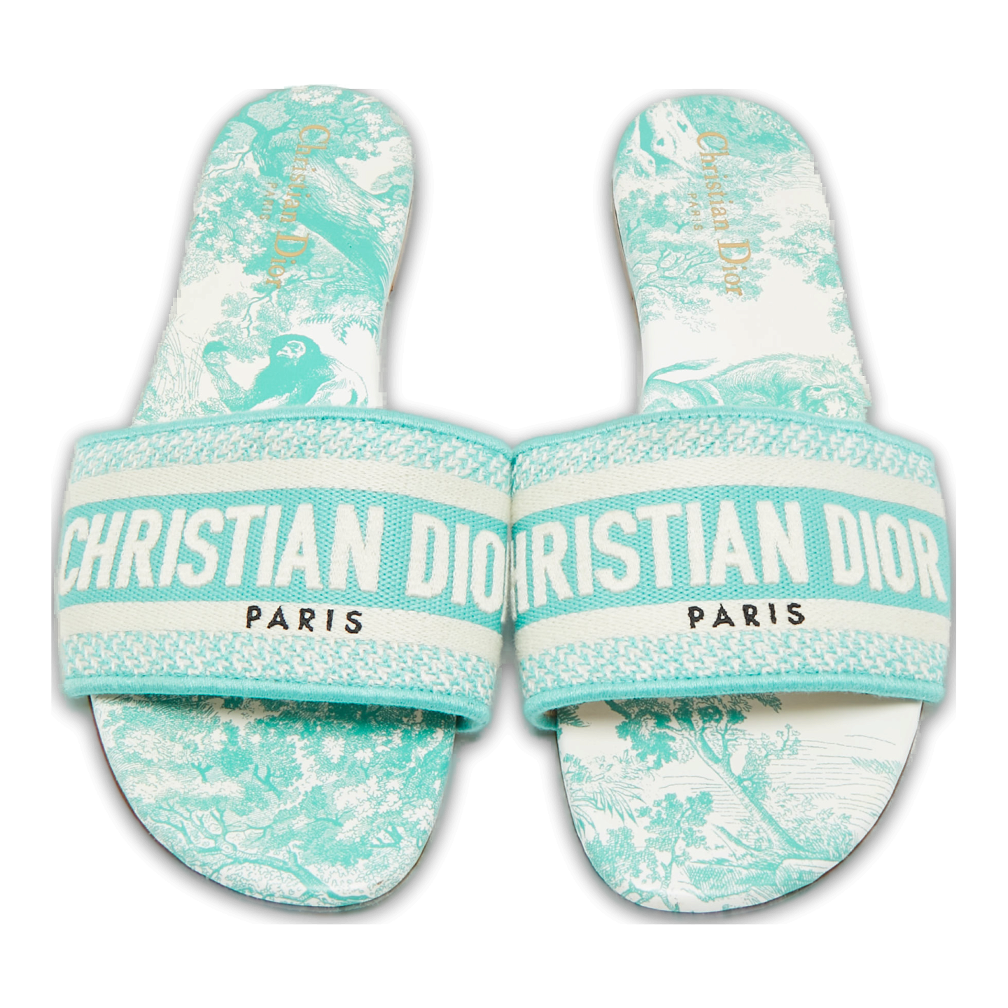 Dway Green/White Canvas Slide Sandals 0