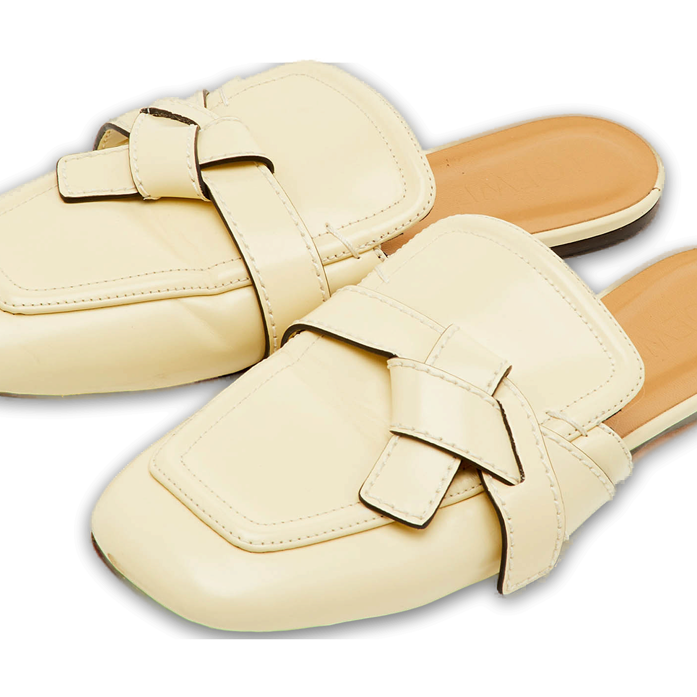Gate Cream Leather Flat Mules 0