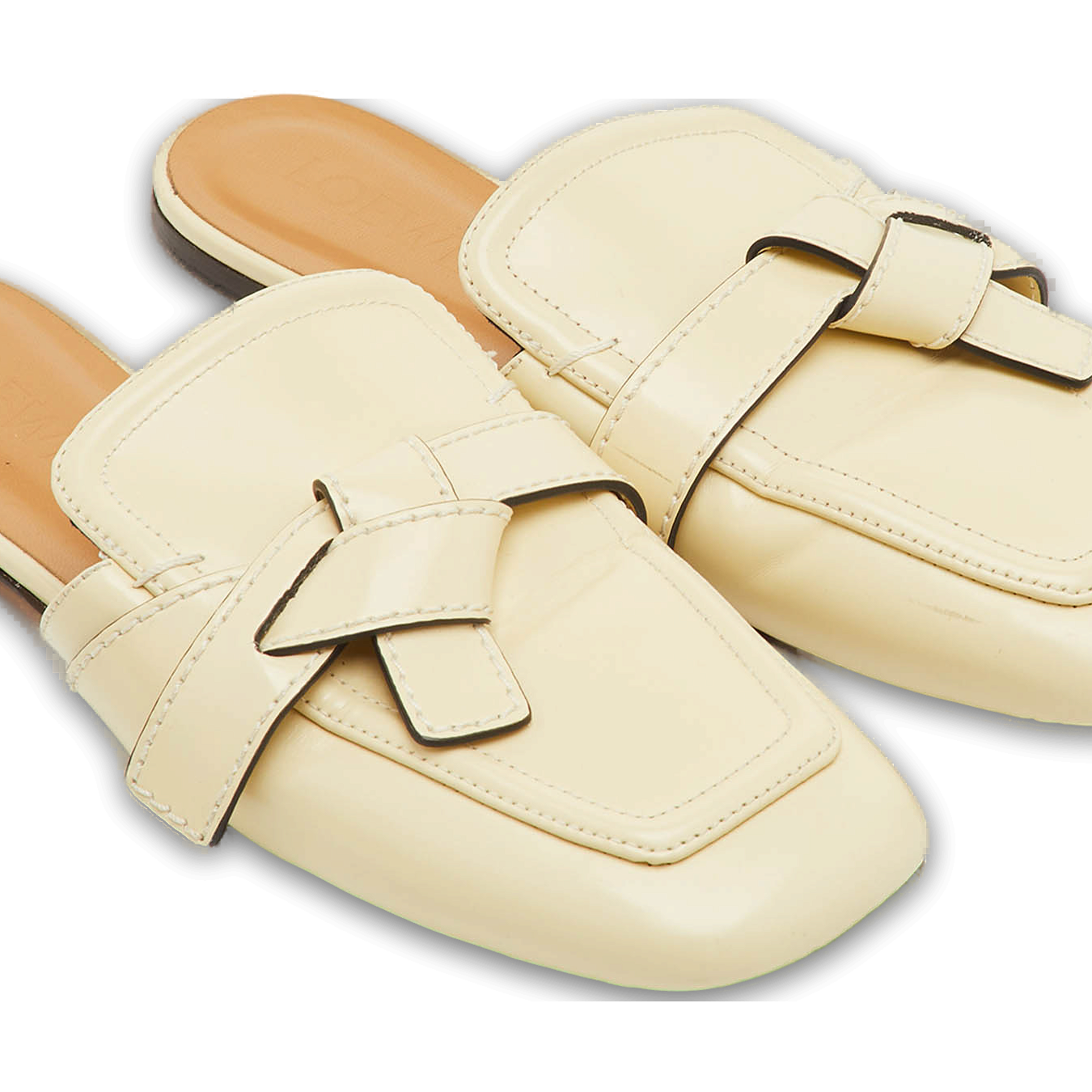 Gate Cream Leather Flat Mules 6