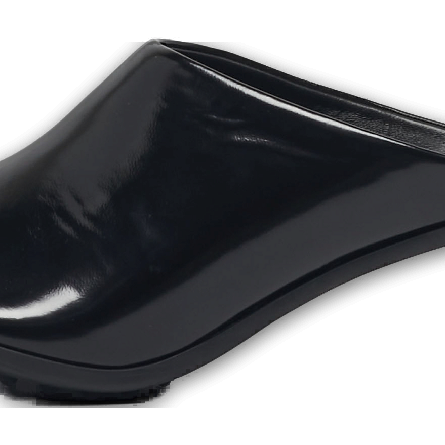 Atomic Black Leather Slide Sandals 1