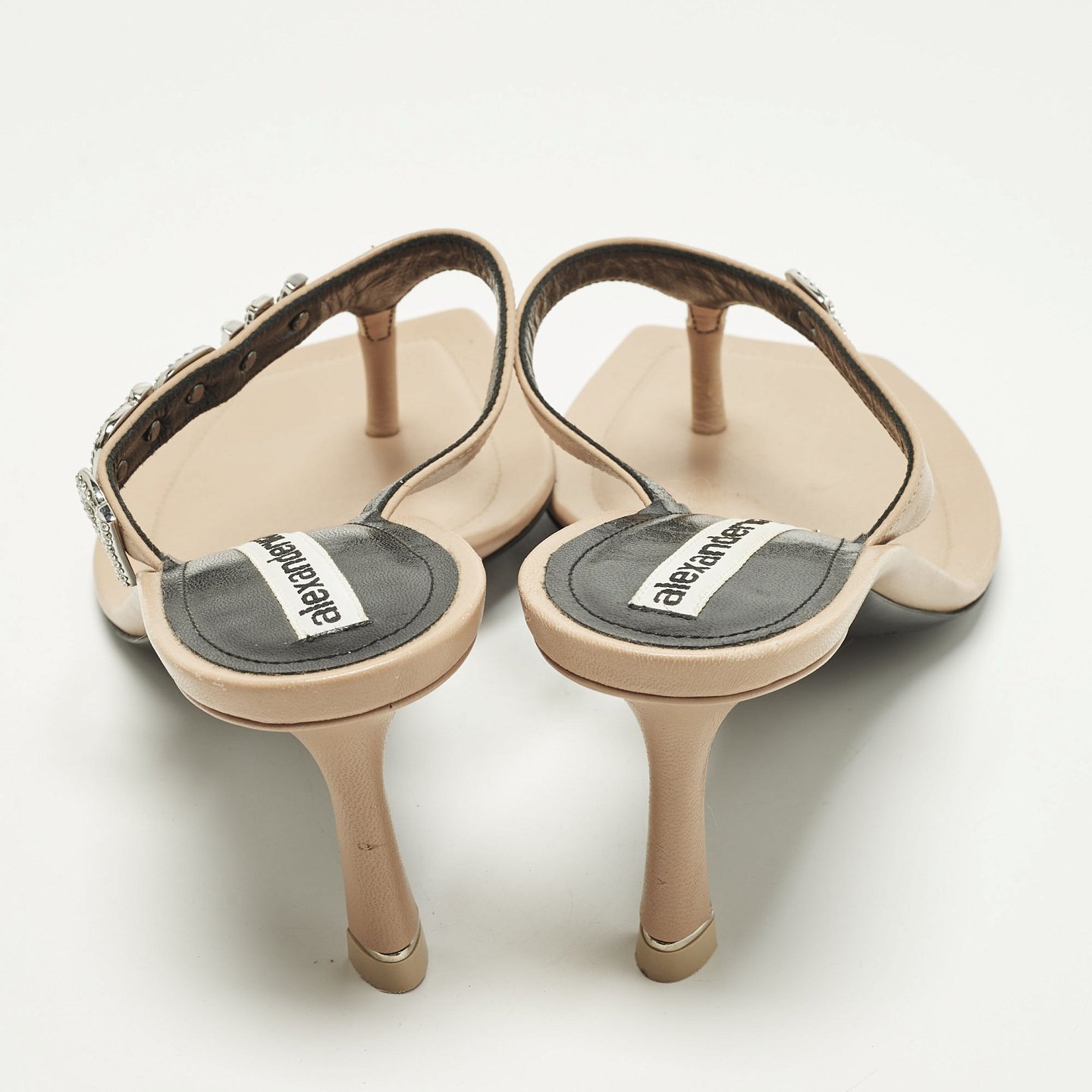 Beige Leather Thong Sandals 5